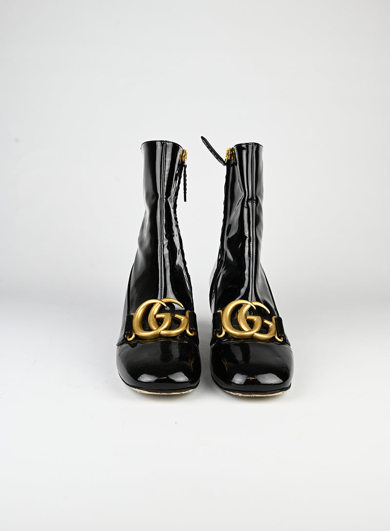 Gucci Black Patent Leather Ankle Boots Size 38 - Stylish & Comfortable for Women's Casual & Evening Wear