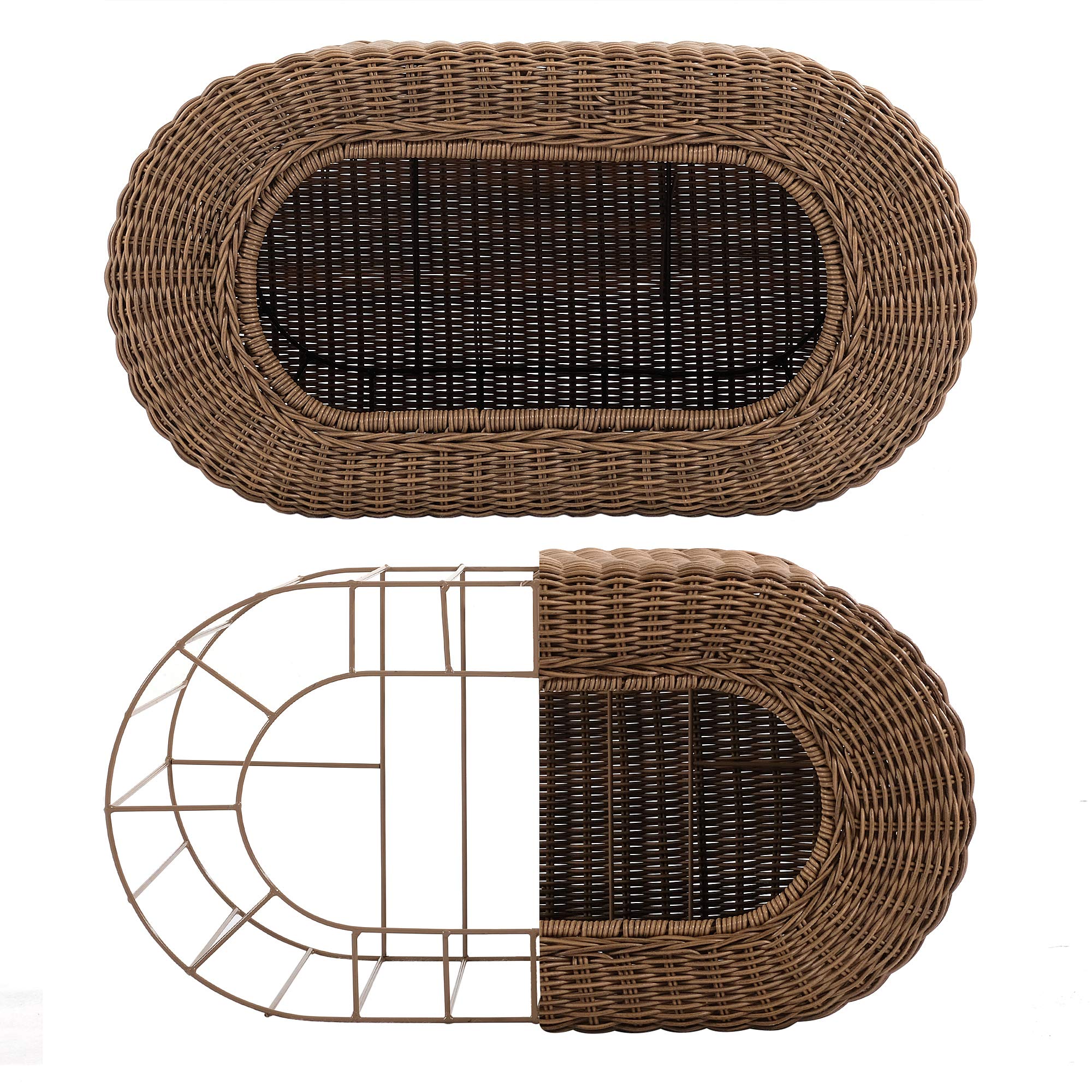 Stackable Cat Condo with Enclosed Bed - Interactive Faux Rattan Cat House for Indoor Play | Multi-Level Cat Tower with Top & Side Entries | Perfect for Small Spaces & Multi-Cat Homes