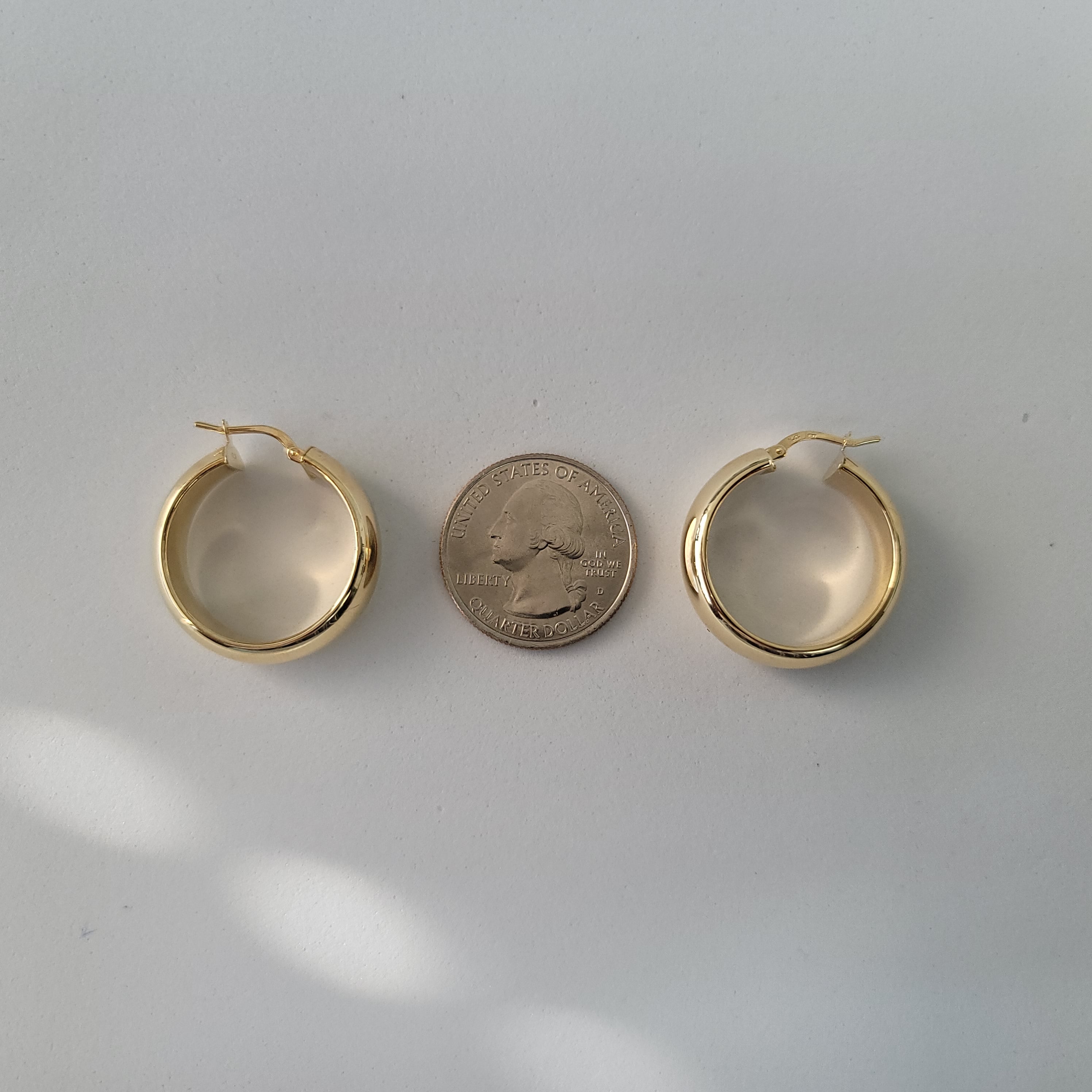 14k Yellow Gold Hoop Earrings - 1 Inch Polished Wide Hoops for Women, Perfect for Everyday Wear, Parties & Gifts