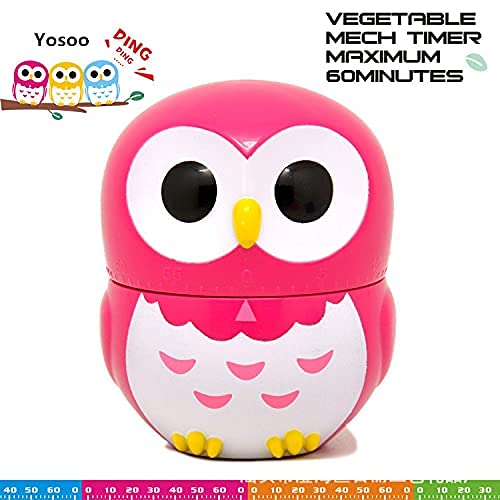 Cute Owl Shape Kitchen Timer - Mechanical Cooking Countdown Clock with Alarm, Portable Rose Design for Baking, Meal Prep, and Home Kitchen Use