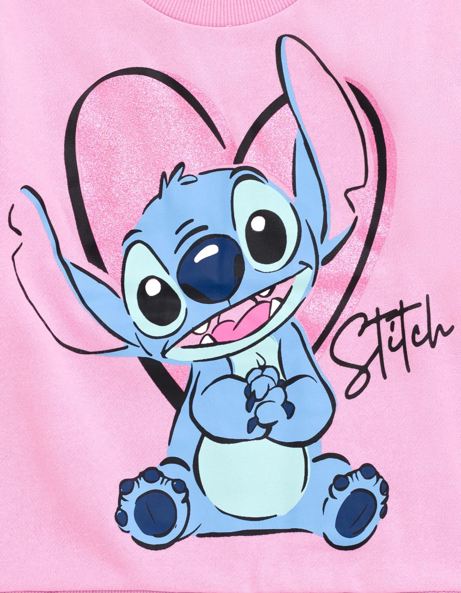 Disney Stitch Floral Sweatshirt & Leggings Outfit Set for Kids (12M-16Y) - Pink Cute Cartoon Character Matching Clothes for Girls & Boys | Perfect for Birthday Gifts, Playdates & Disney Theme Parties