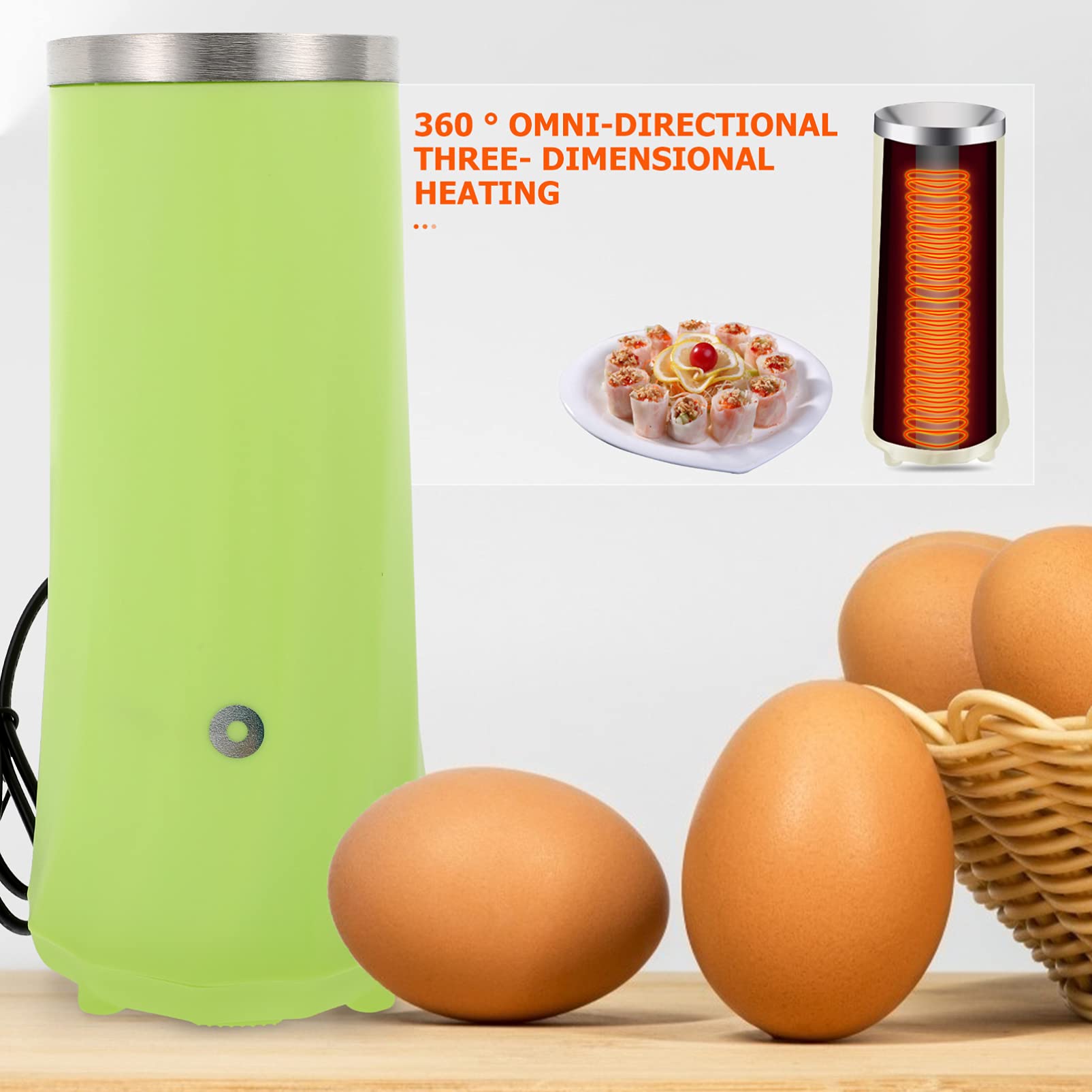 UPKOCH Automatic Egg Roll Maker Machine - Nonstick Vertical Omelet & Sausage Roll Maker for Home Breakfast - Perfect for Quick Meals, Brunch, and Food Trucks (US Plug)