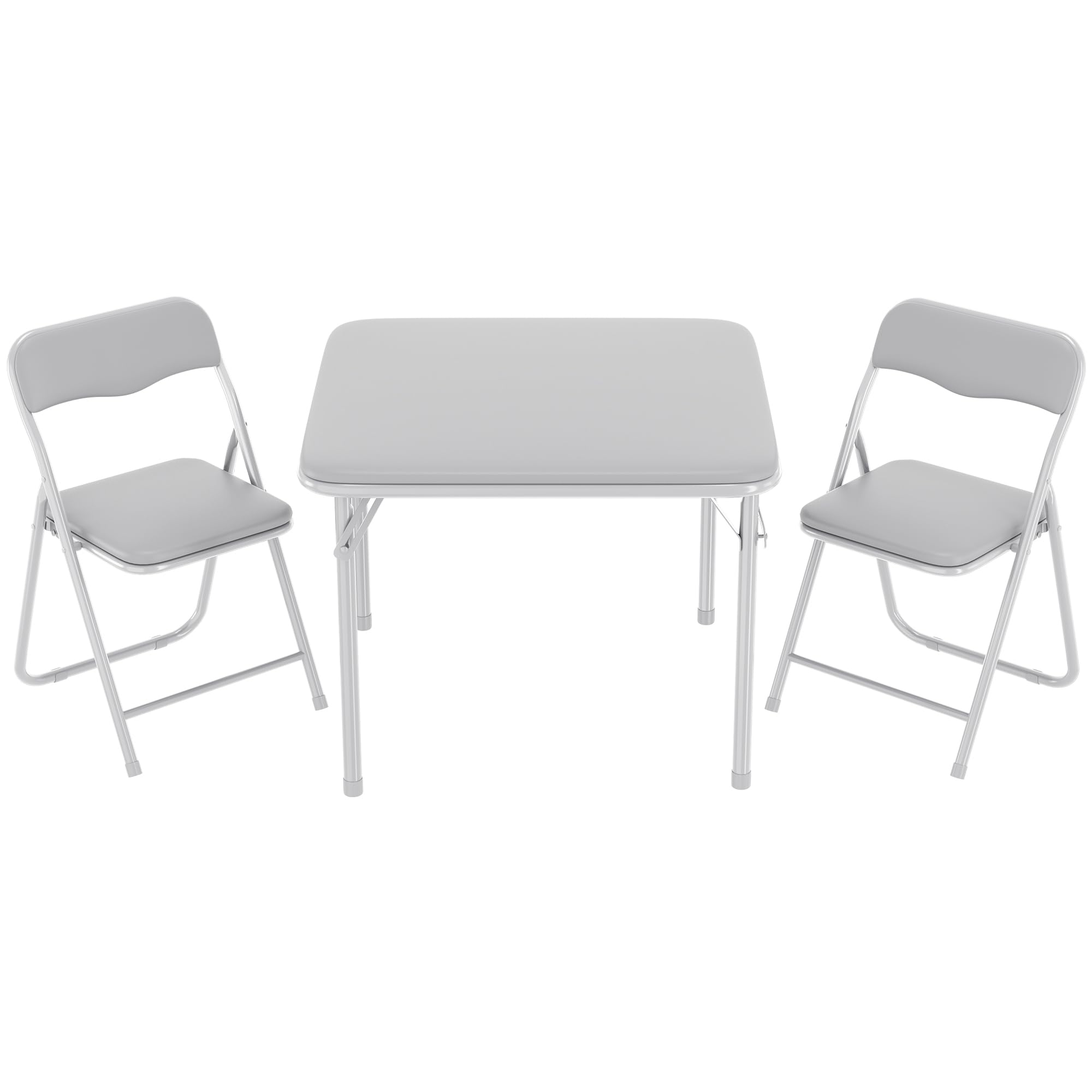 GAOMON Kids Folding Table and Chairs Set of 3 - Portable Children's Play Table with PU Soft Cushion, No Assembly Required - Perfect for Eating, Reading, Playing, and Homeschooling Activities