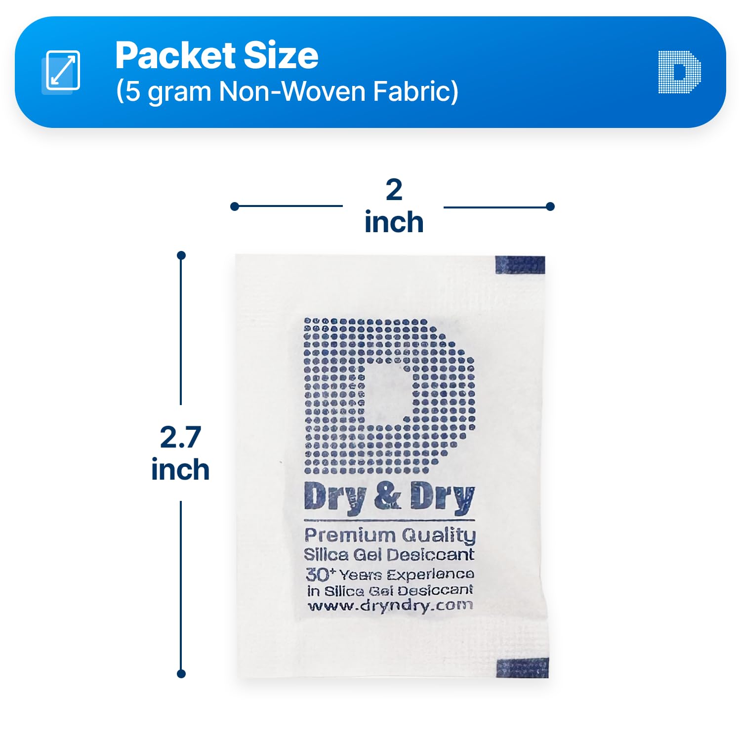 Dry & Dry 5 Gram [3000 Packets] Rechargeable Silica Gel Desiccant Packs - Moisture Absorber for Food Storage, Electronics, Documents & Closet Protection | Fabric Silica Gel Packets for Long-Term Preservation