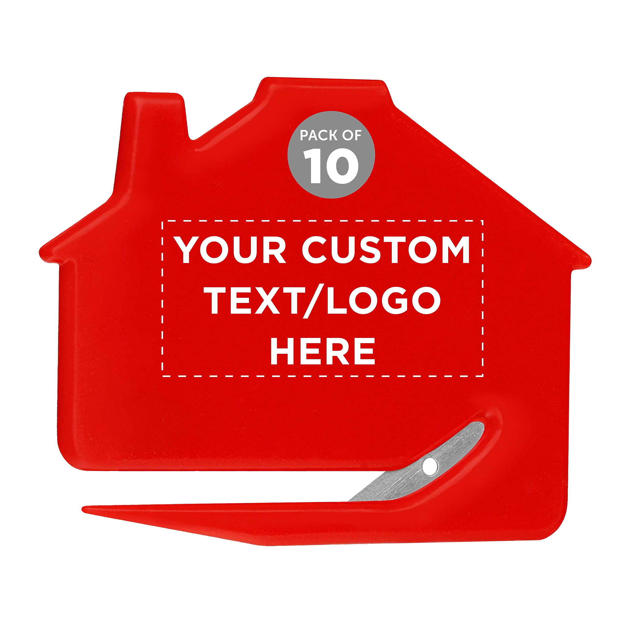 Personalized Custom House Letter Openers Set of 10 - Bulk Pack for Home & Office Use - Elegant Red - Perfect for Mail Opening, Wedding Favors, Corporate Gifts & Desk Accessories