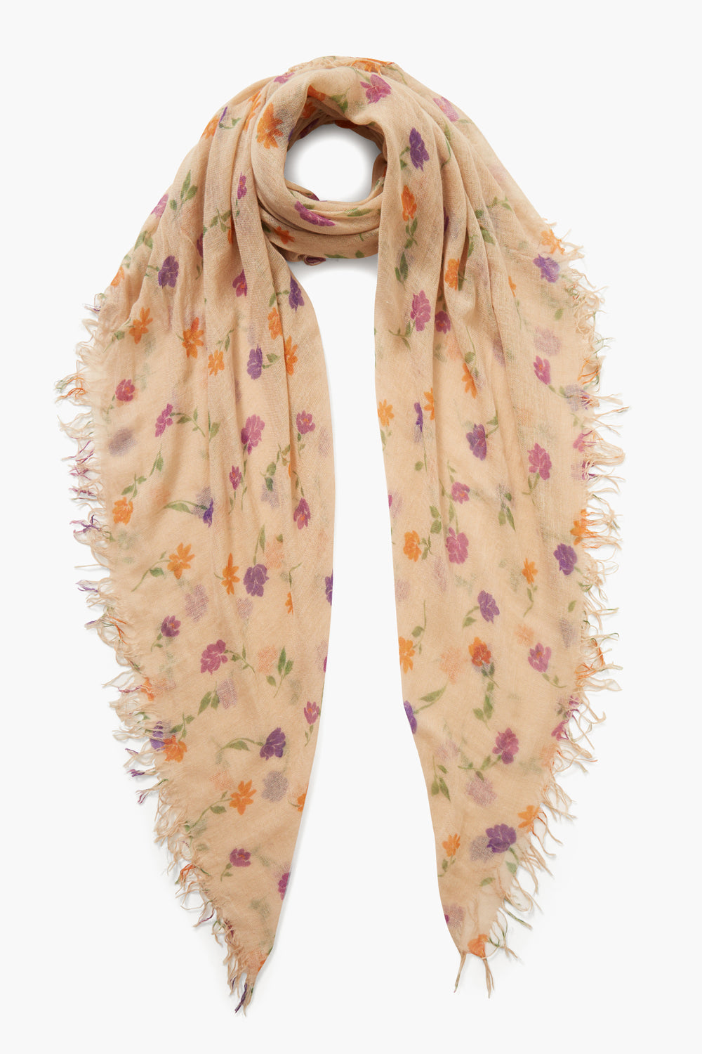 Valentina Floral Cashmere Silk Scarf - Luxurious Cream Winter Shawl Wrap for Women - Perfect for Office, Evening Parties & Gift Giving
