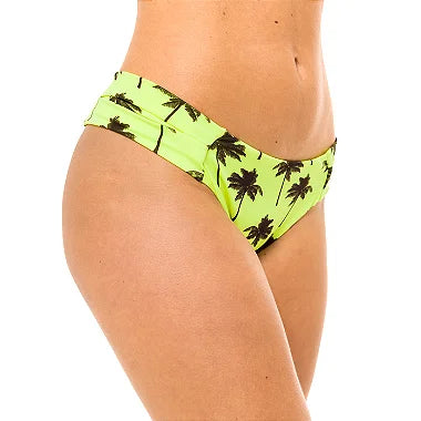 Neon Green Palm Trees Brazilian Wide Side Bikini Bottom - Sexy Swimwear for Women, High Waisted Cheeky Beach Bikini - Perfect for Pool Party, Vacation & Tropical Getaways