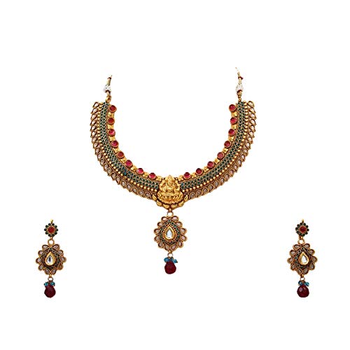 Antique Necklace-MN 32-PINK-AQUA