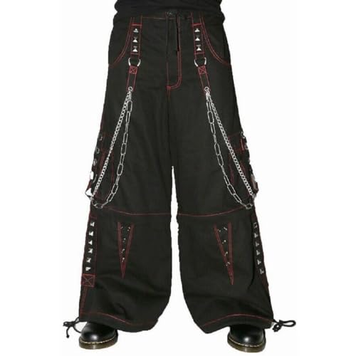 Extreme Bondage Skater Gothic Punk Rocker Cyber GOH Steampunk Biker Emo Trouser Pant Shorts - 3XL Black/Red | Alternative Fashion for Punk Concerts, Gothic Parties & Streetwear Outfits