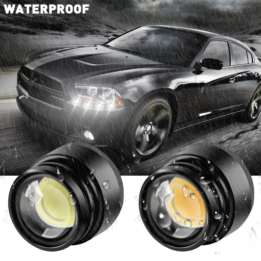 4-in-1 LED Eagle Eye Emergency Strobe Warning Lights for Cars & Motorcycles - 12V Amber/White DRL Lights with Wireless Remote Control - Perfect for Emergency Vehicles, Off-Road Trucks & Nighttime Safety