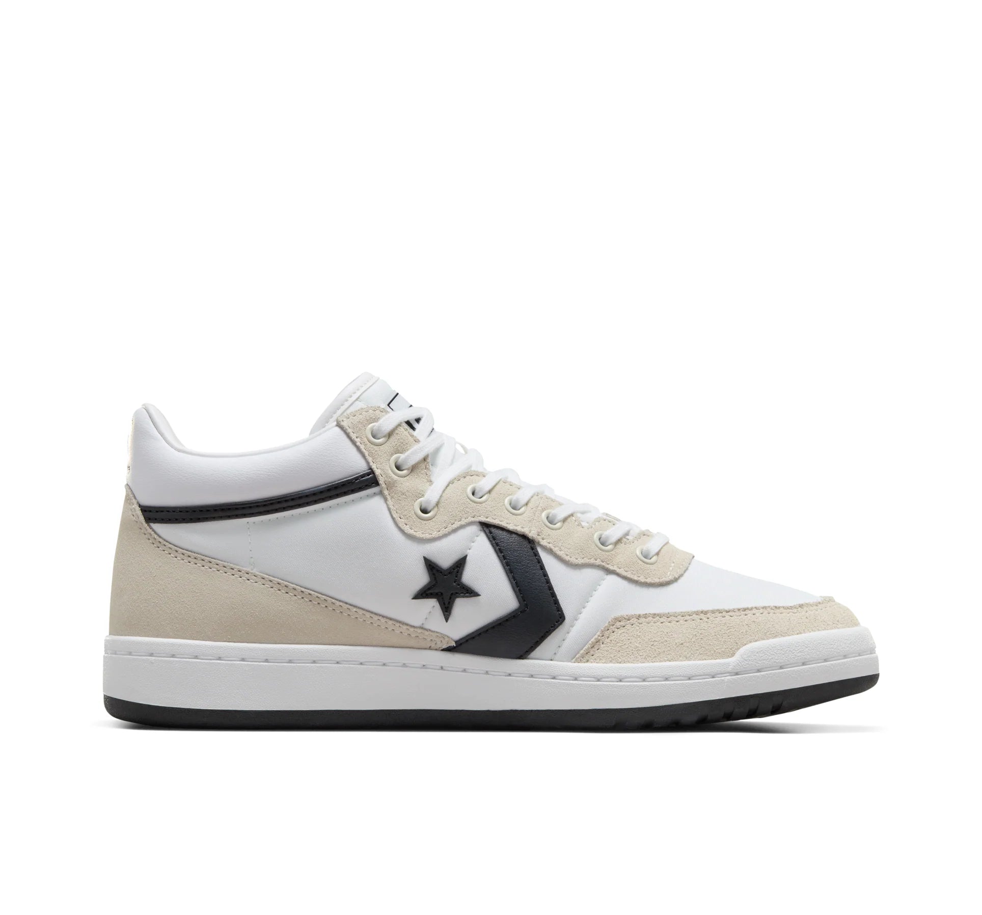 Converse Fastbreak Pro Mid Basketball Shoes - White/Black/Egret - High-Top Sneakers for Men & Women - Perfect for Streetwear, Casual & Court Play