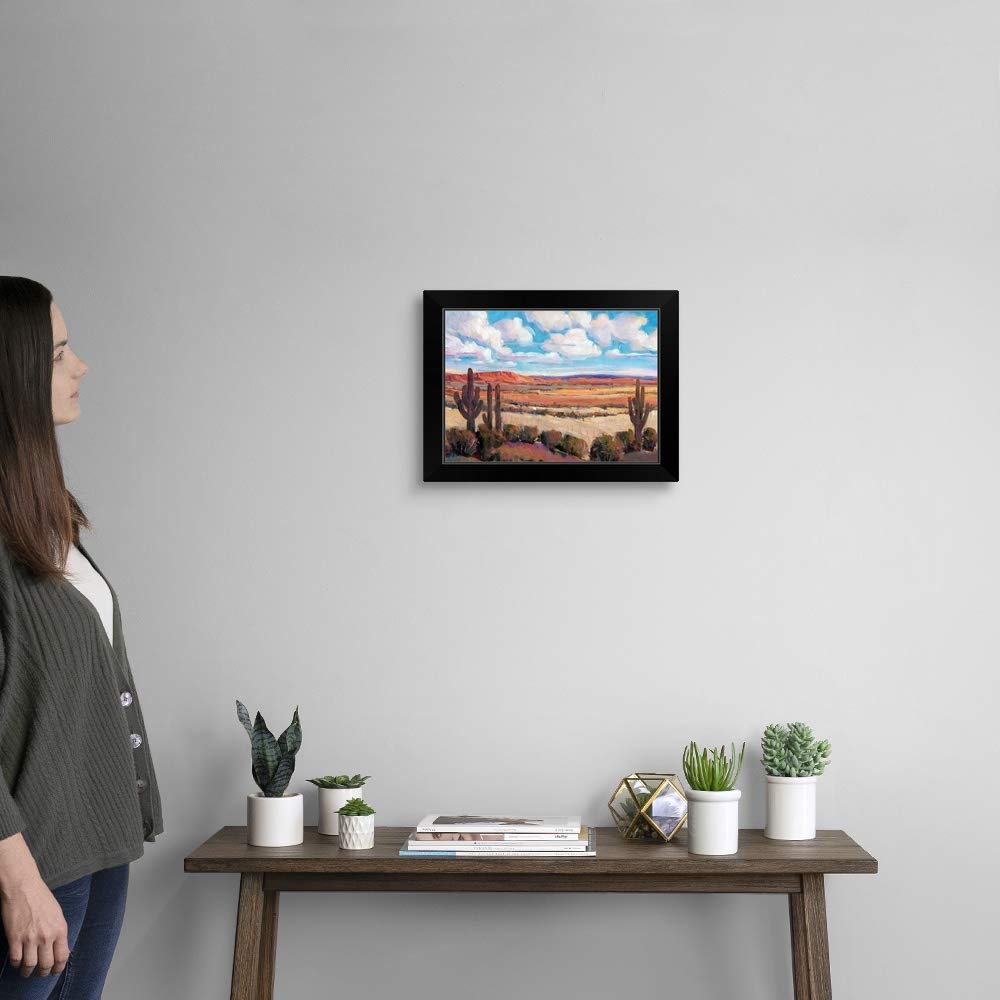 Desert Heat Black Framed Art Print - Modern Desert Landscape Wall Art for Living Room, Bedroom & Office Decor