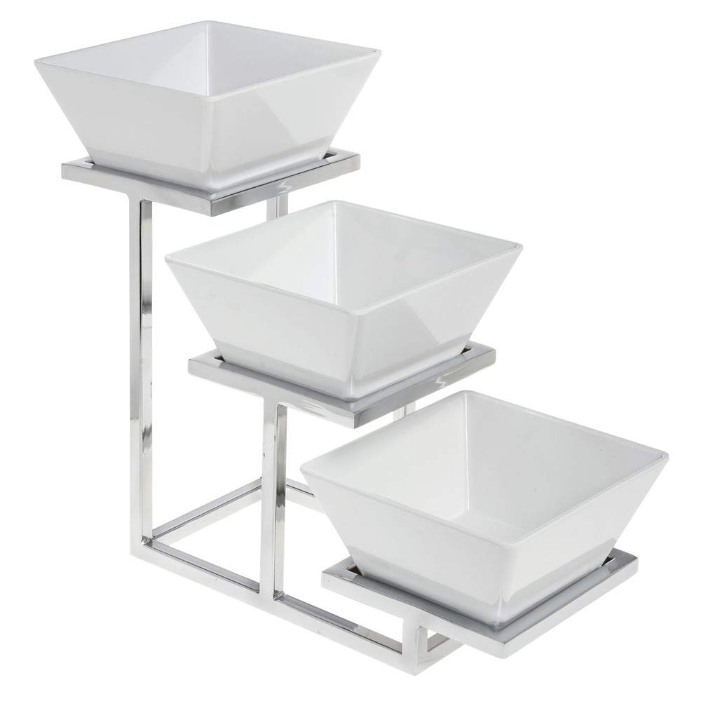 HUBERT Chrome 3-Tiered Buffet Stand for Bowls - 6