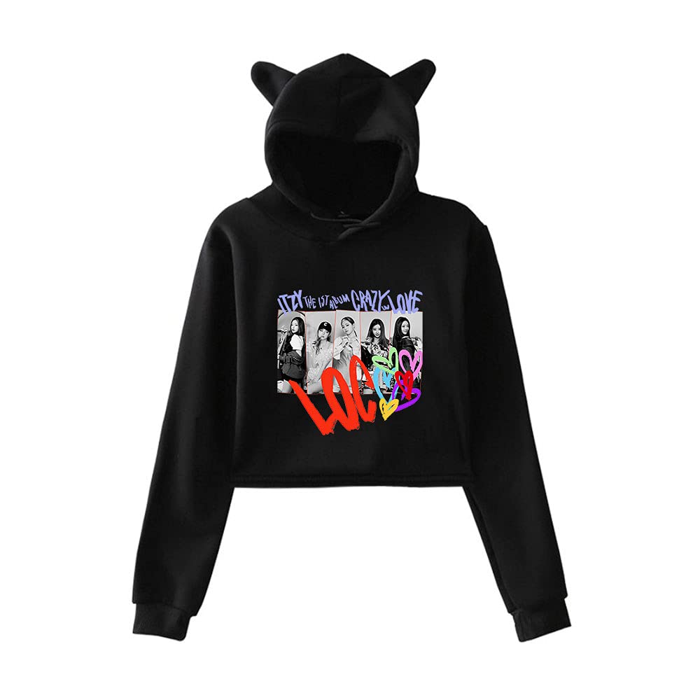 ITZY Official Merch Hoodie - Kawaii Cat Ear Pullover Sweatshirt for Kpop Fans | Casual Cute Album Loco Inspired Top | Perfect for Concerts, Fan Meetings & Streetwear Fashion