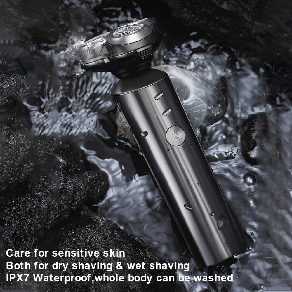 Men's Electric Shaver - 3D Rotary Shaving System with 3 Floating Heads, IPX7 Waterproof, USB Rechargeable Beard Trimmer for Smooth Shaving | Perfect for Travel, Gym & Daily Grooming Routine