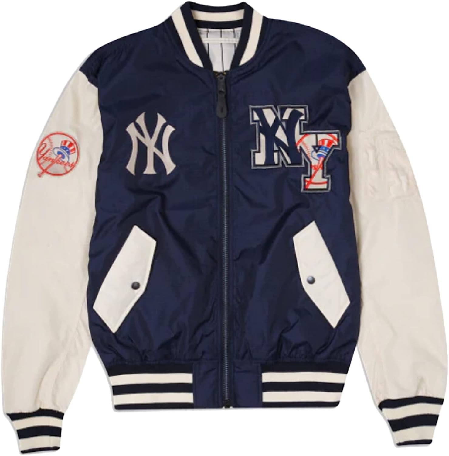 New York Yankees MA-1 Bomber Jacket for Men | Vintage Baseball Varsity Jacket - Black | Perfect for Game Day, College Fashion & Streetwear