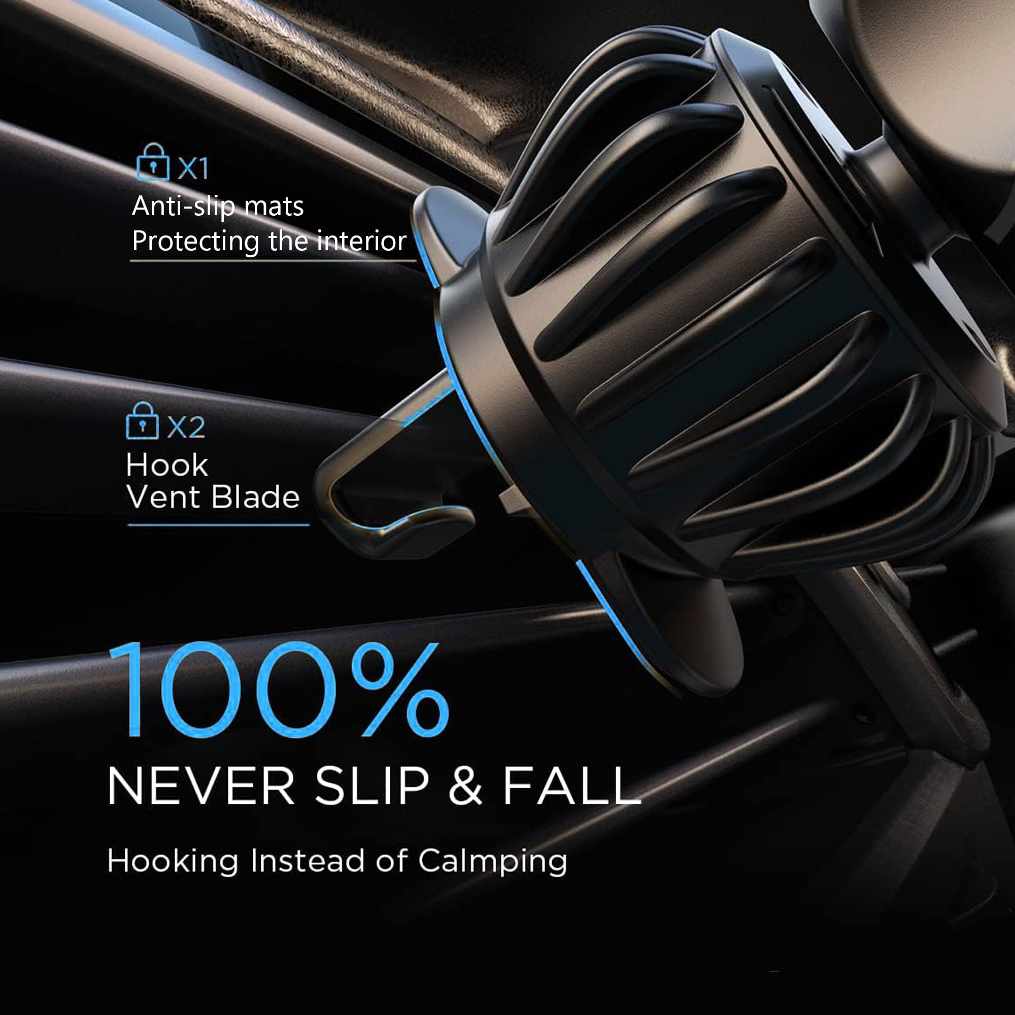 Universal Car Phone Holder - Vent Mount for iPhone & Android Smartphones - Hands-Free Driving, GPS Navigation & Safe Commuting