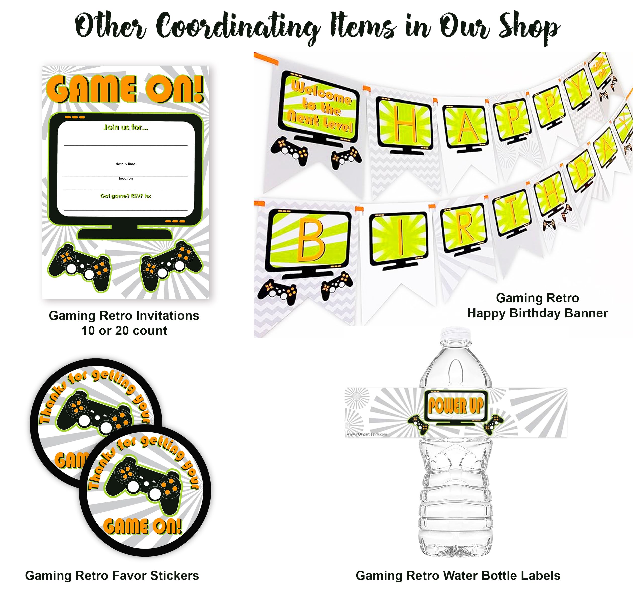 Gaming Party Happy Birthday Banner - Video Game Party Supplies - Game Truck Decorations - Gaming Green Theme - Perfect for Kids, Teens, and Adults Gaming Celebrations