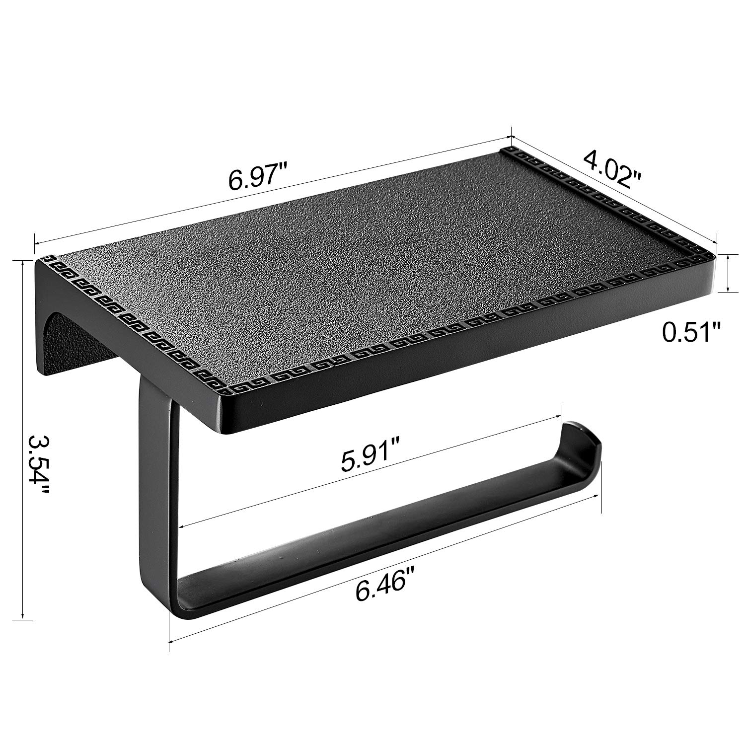 Wall Mounted Toilet Paper Holder with Shelf - Matte Black Bathroom Tissue Dispenser & Storage Organizer for Phone, Towels, and Essentials - Perfect for Small Bathrooms and Powder Rooms