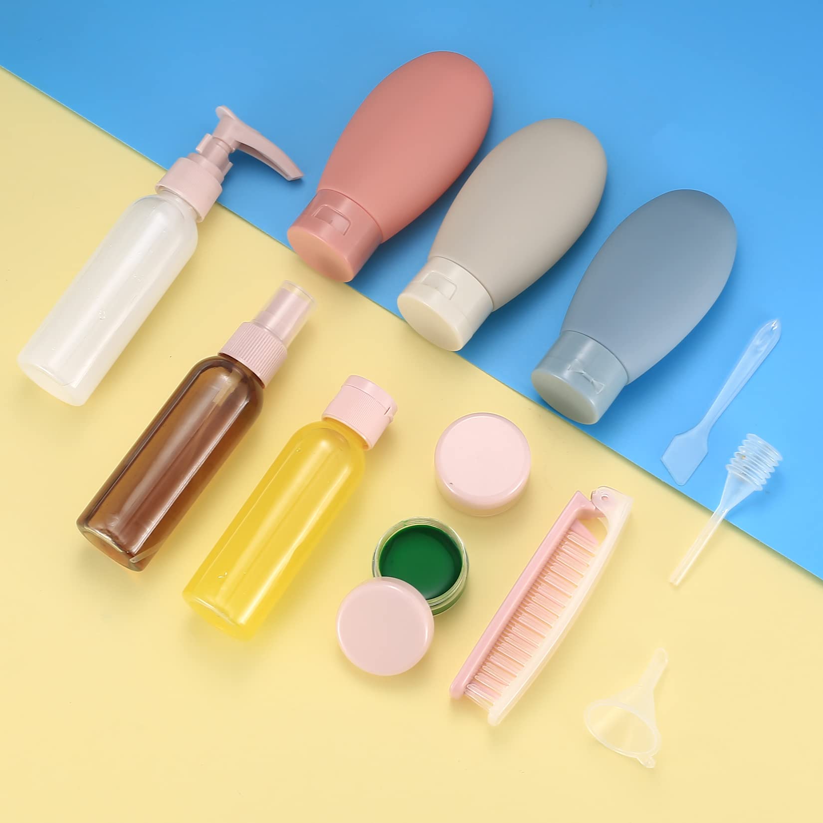 Yibaijia 12-Piece Travel Bottles Set - 60ML Leak-Proof Refillable Squeeze Bottles for Toiletries, Shampoo & Conditioner | TSA Approved for Air Travel, Perfect for Vacations & Gym Essentials