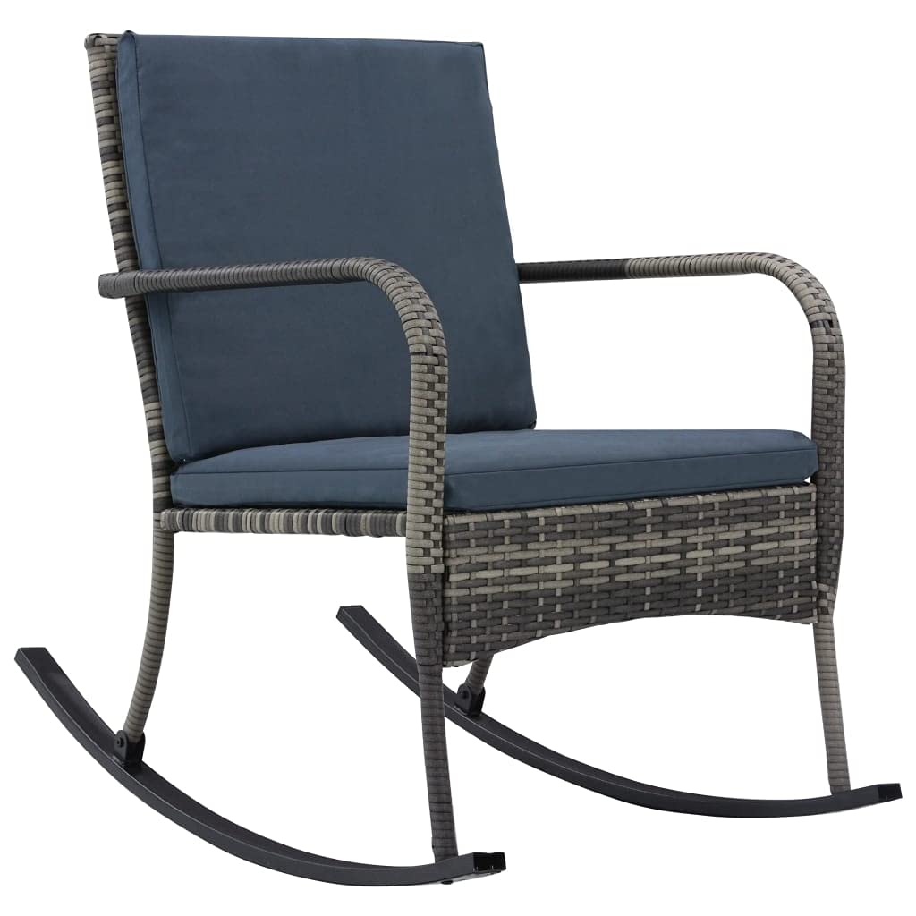 Outdoor Rocking Chair - Poly Rattan Garden Rocker Lounge Chair for Porch, Patio, Lawn & Backyard | Comfortable Recliner for Relaxing in Bistro, Garden or Outdoor Spaces | Durable Anthracite Wicker Furniture for Leisure & Sunbathing