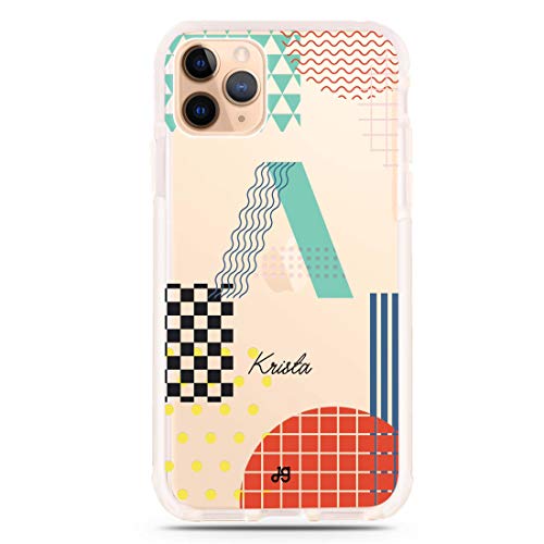 Memphis Monogram Frosted Bumper Case for iPhone 11/11 Pro/11 Pro Max - Custom Name Personalized Phone Cover - Trendy Protective Case for Work, Travel & Everyday Use