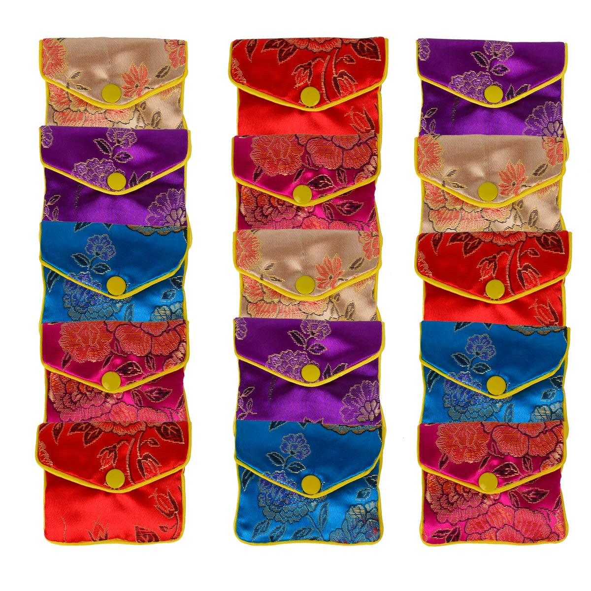 Bleiou 15 Pcs Jewelry Silk Pouch Brocade Gift Bags - Small Mixed Colors for Rings, Necklaces & Earrings - Perfect for Wedding Favors, Bridesmaid Gifts & Jewelry Storage