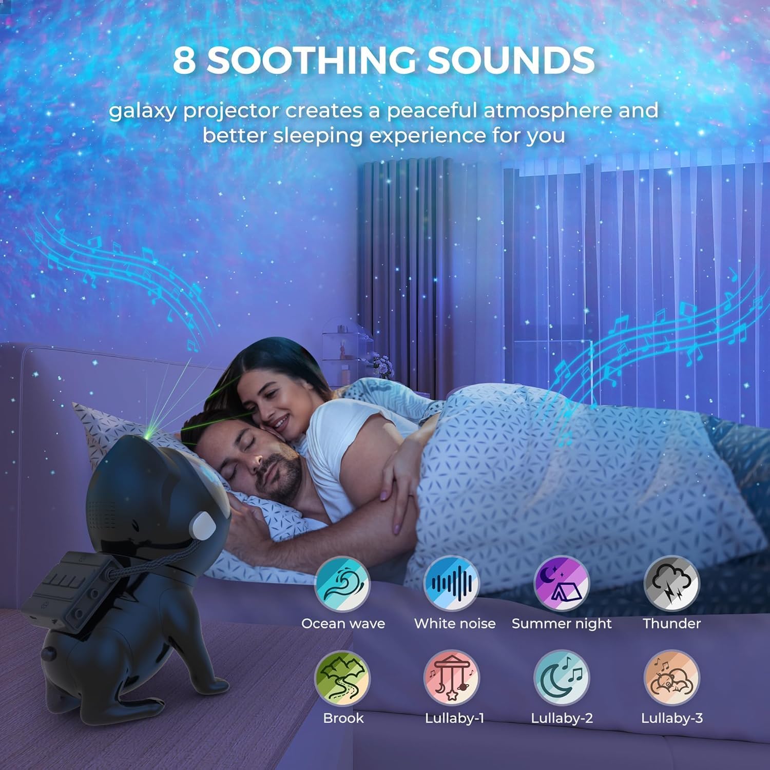 Space Dog Star Projector - Galaxy Night Light for Bedroom with Timer & Remote Control | 3D Nebula Lamp for Kids & Adults | Perfect for Relaxation, Meditation, Nursery Decor & Gift (Christmas, Birthday, Valentine's Day) - Black