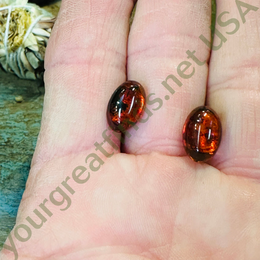 Sterling Silver Red Amber Pierced Post Earrings for Women - Dainty Bohemian Jewelry for Everyday Wear & Special Occasions