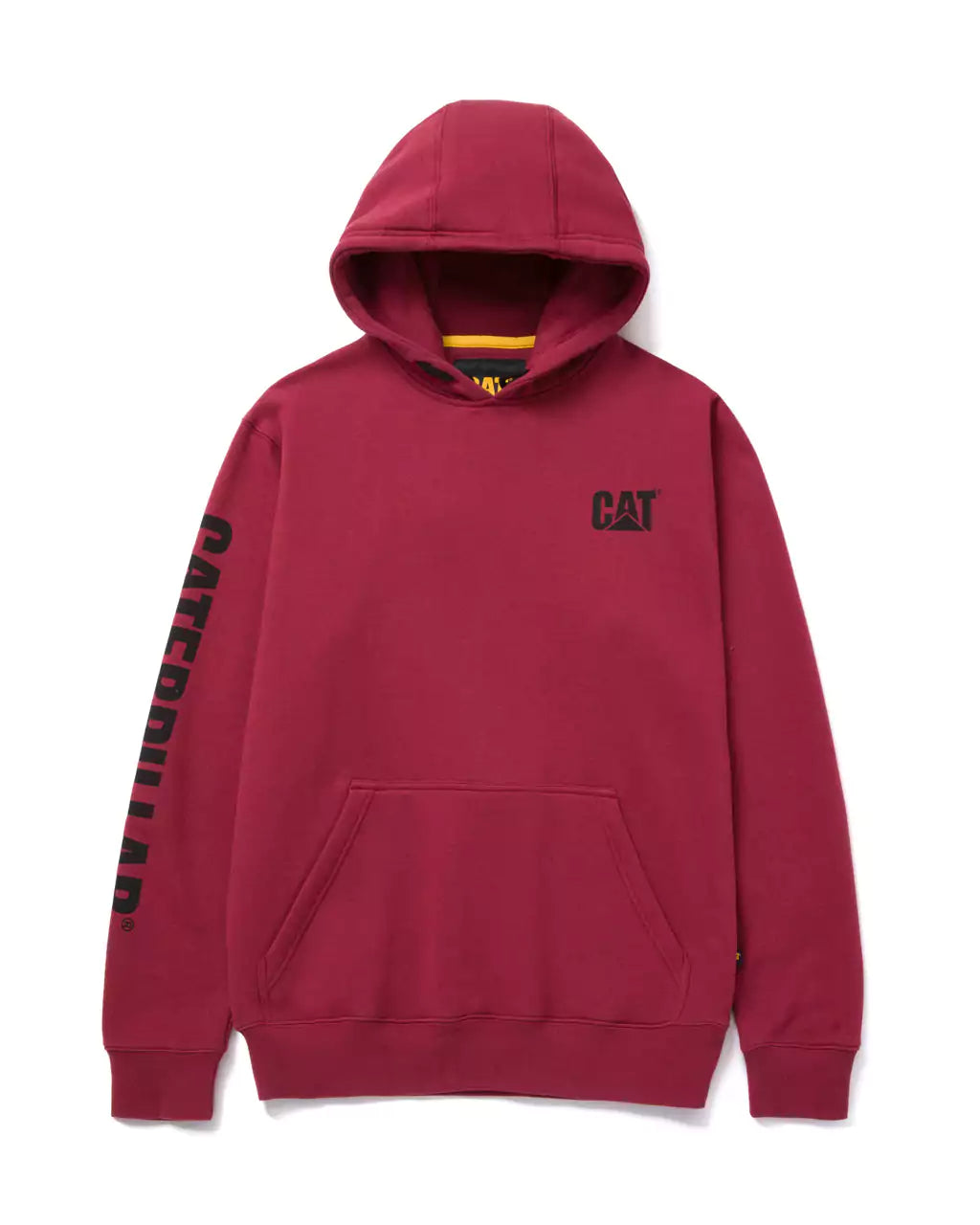 Caterpillar Men's Heavyweight Hooded Sweatshirt with Trademark Banner Logo - Warm Fleece Lined Pullover for Work, Outdoor & Casual Wear (Style 1910709)