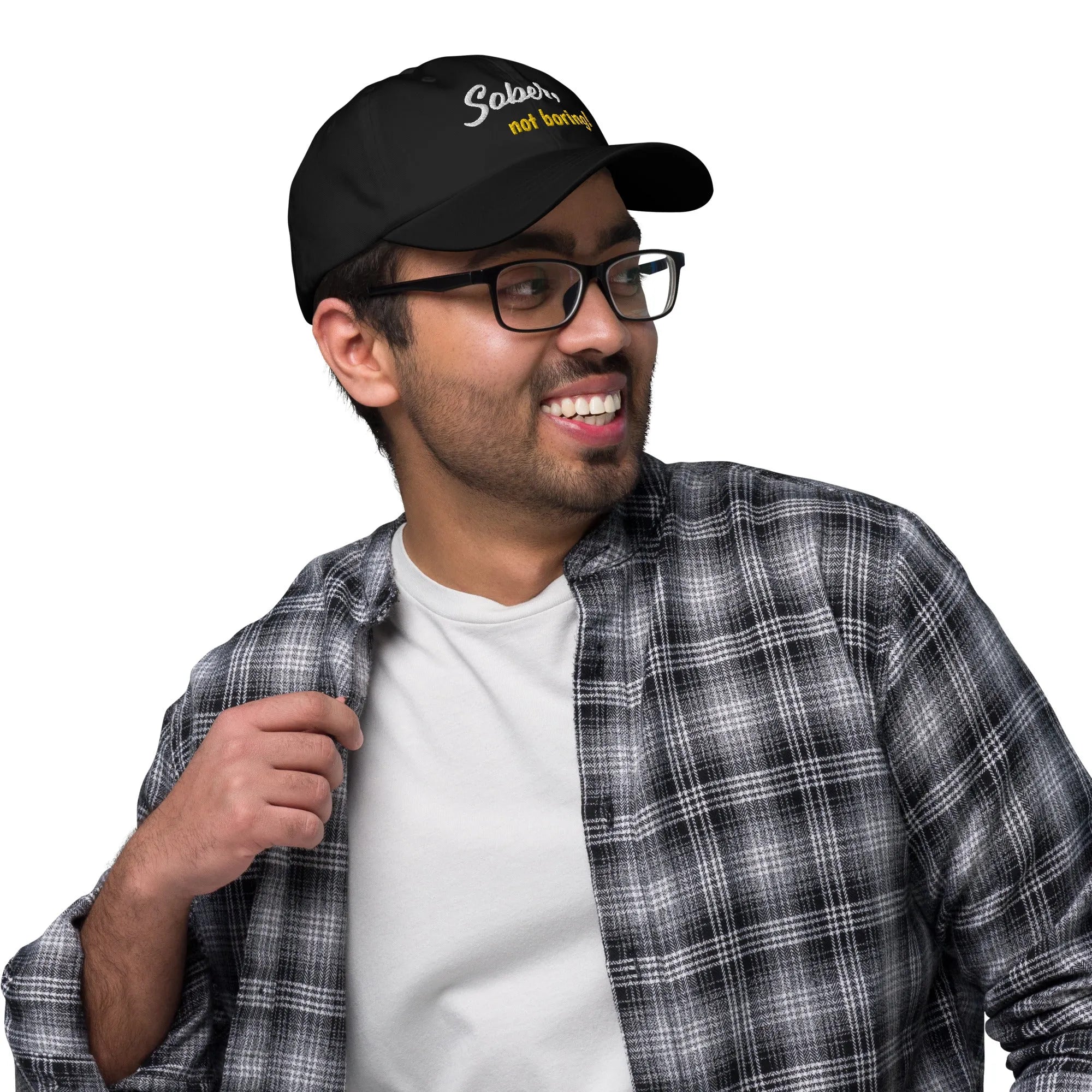 Sober Not Boring Embroidered Dad Hat - Stylish Unisex Baseball Cap for Men & Women - Perfect for Outdoor Activities, Sports, and Casual Wear