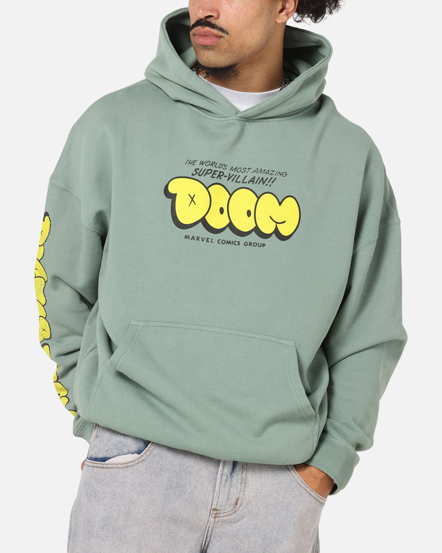 Marvel Doctor Doom Villain Hoodie - Washed Green Pullover Sweatshirt for Men & Women | Cosplay, Halloween Costume, Comic Con Outfit, Superhero Fan Gift