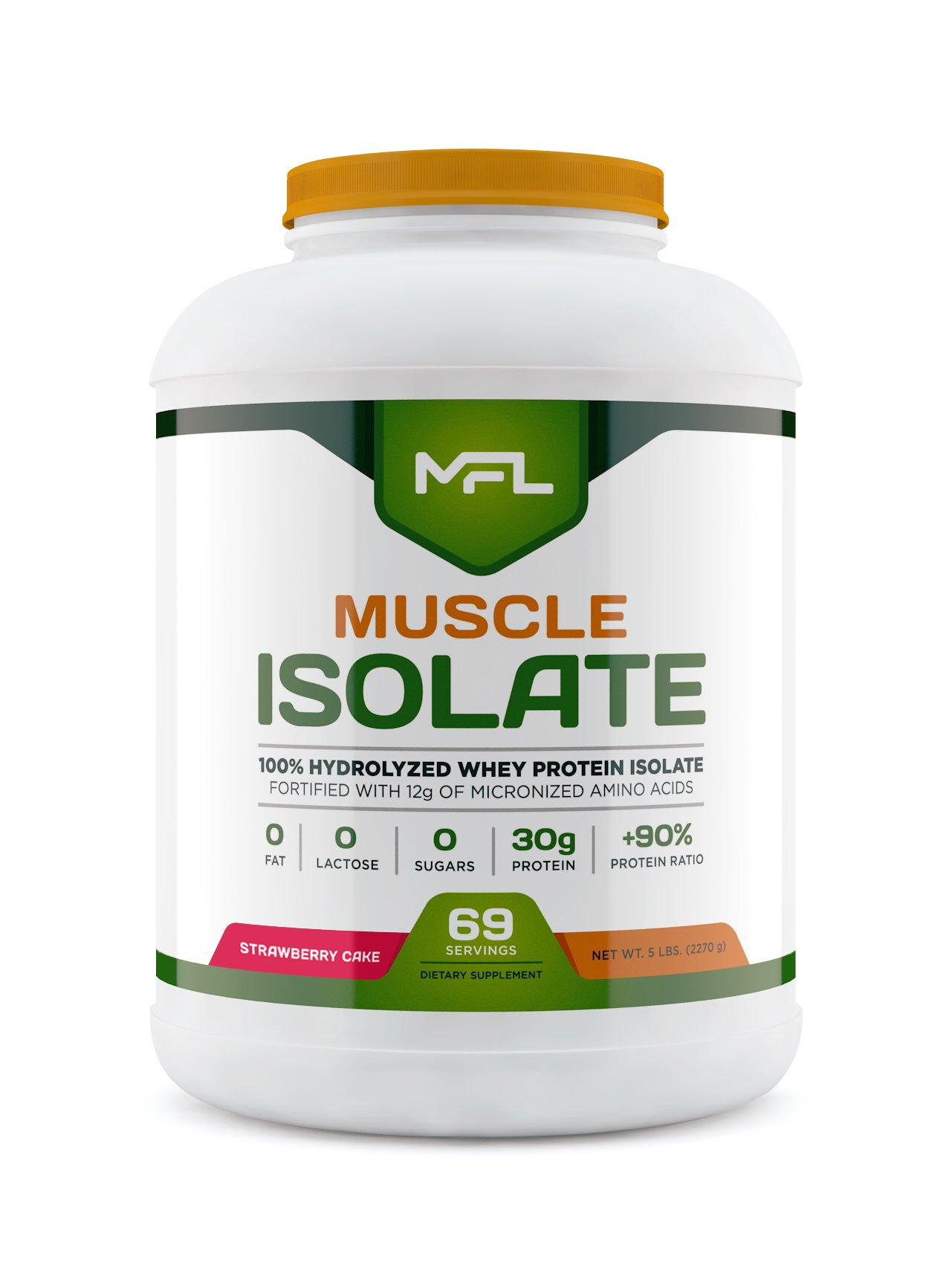MFL 100% Whey Protein Isolate Powder - 30g Protein, 12g Amino Acids, Keto & Low Carb Friendly - 5 lbs, Strawberry Cream Flavor - Perfect for Post-Workout Recovery & Muscle Building