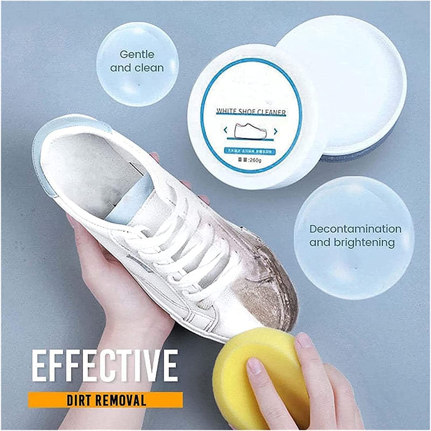 TCCO ENTERPRISE White Shoe Cleaning Cream - 260GM | Powerful Sneaker Stain Remover for Leather, Sports Shoes & Bags | Fast Whitening & Anti-Yellowing Formula | Perfect for Car Interiors & Tennis Shoes | Easy-to-Use Shoe Care Solution for Everyday Cleaning & Maintenance