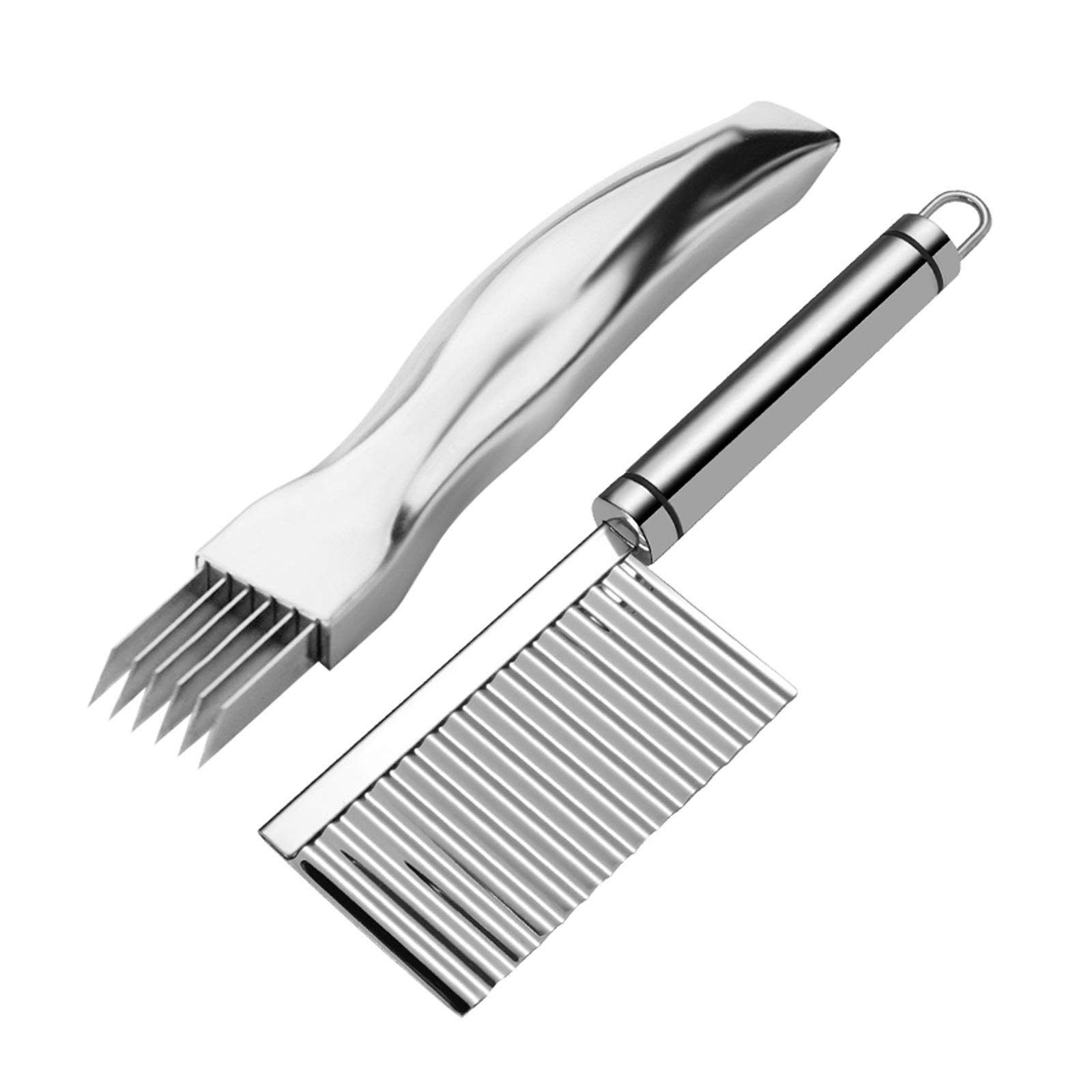 Stainless Steel French Fry Cutter with Wavy Edge - Multi-Function Crinkle Fry Slicer & Vegetable Chopper for Homemade Fries, Salads, and Snacks - Perfect for Restaurants, Home Kitchens, and Party Food Prep (Color: A)