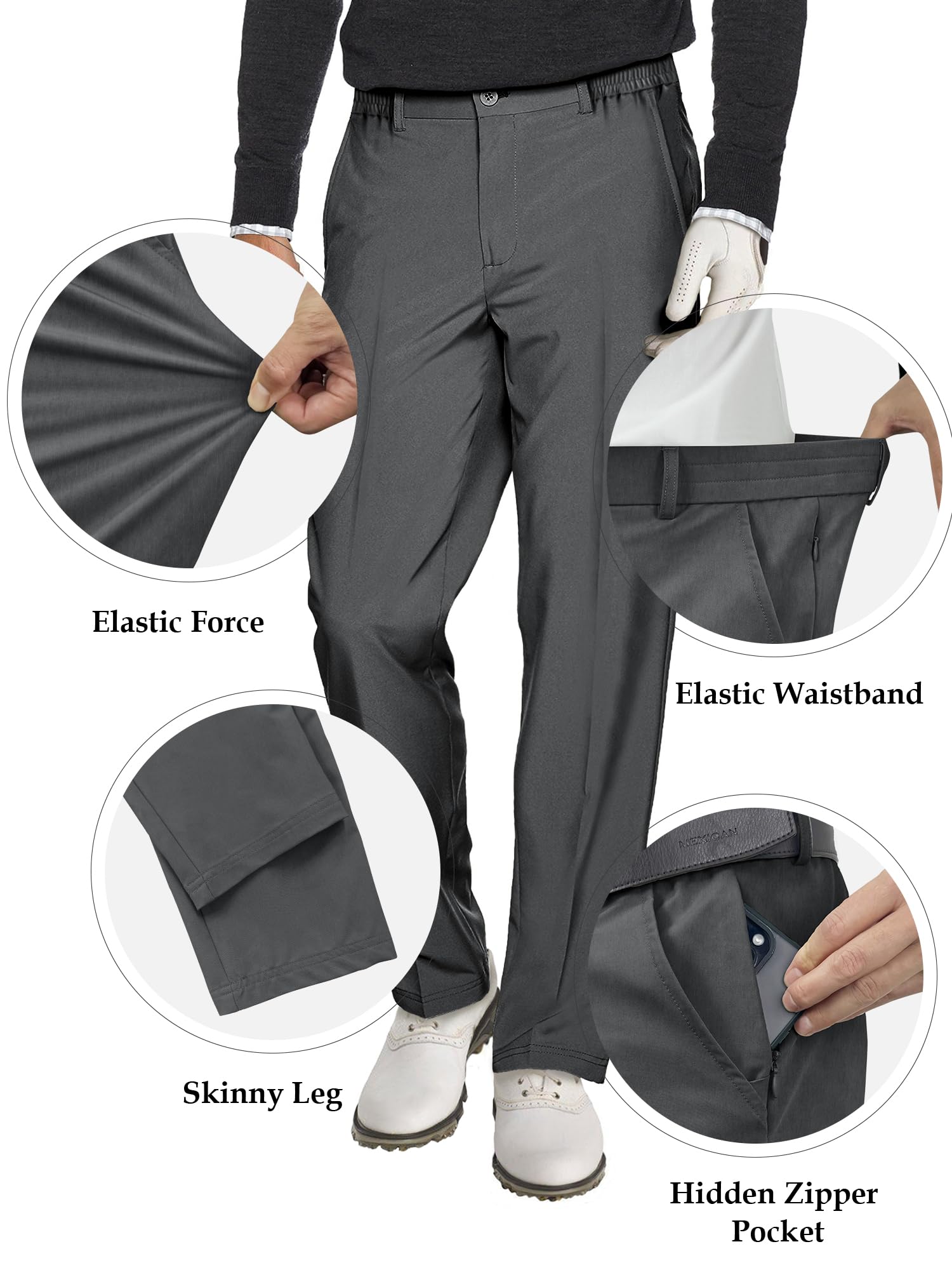 Comdecevis Men's Slim Fit Stretch Dress Pants - Business Casual & Golf Pants with Expandable Waistband | Perfect for Office, Weddings & Outdoor Activities