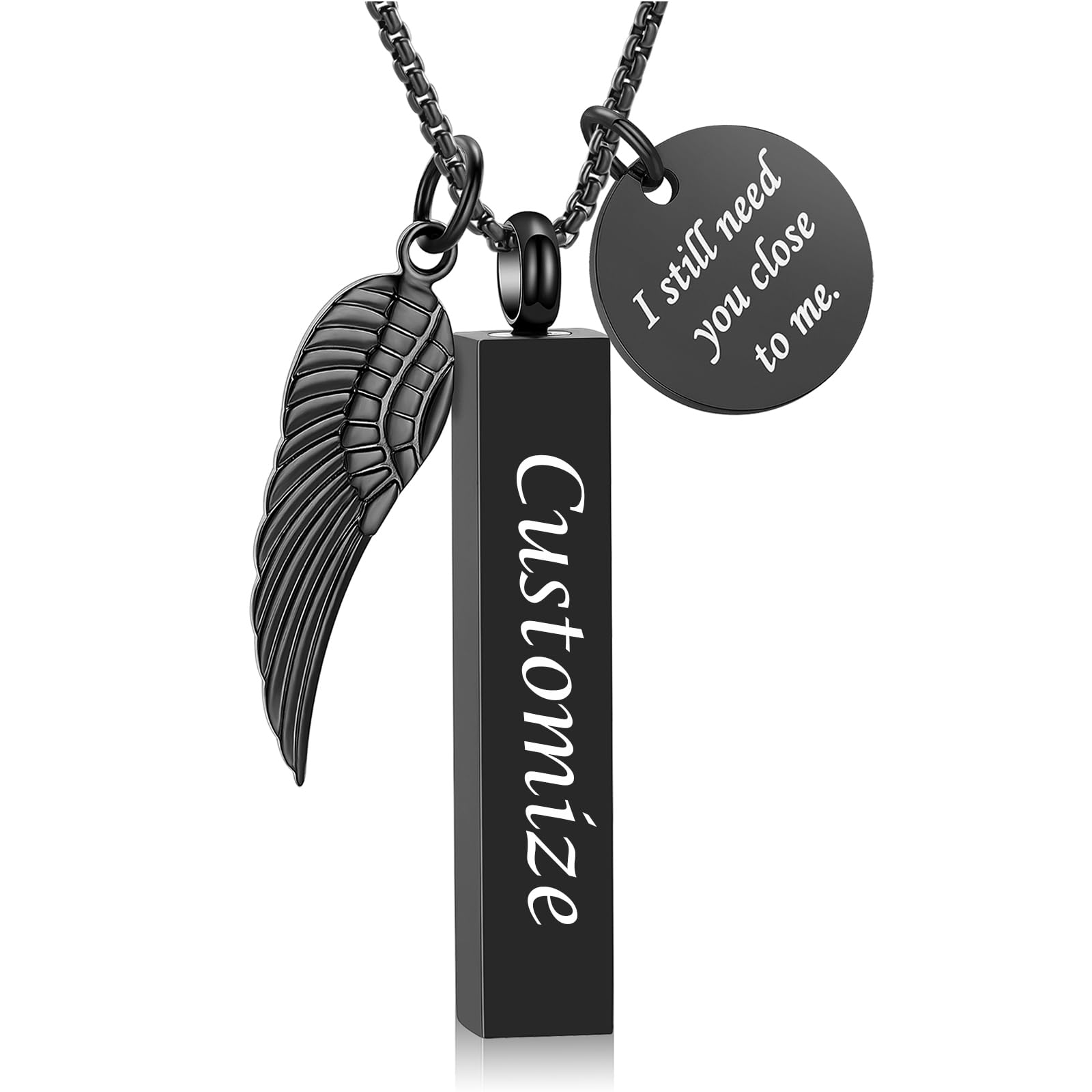 Angel Wing Cremation Jewelry - Stainless Steel Memorial Pendant for Ashes - Perfect for Remembrance & Special Occasions