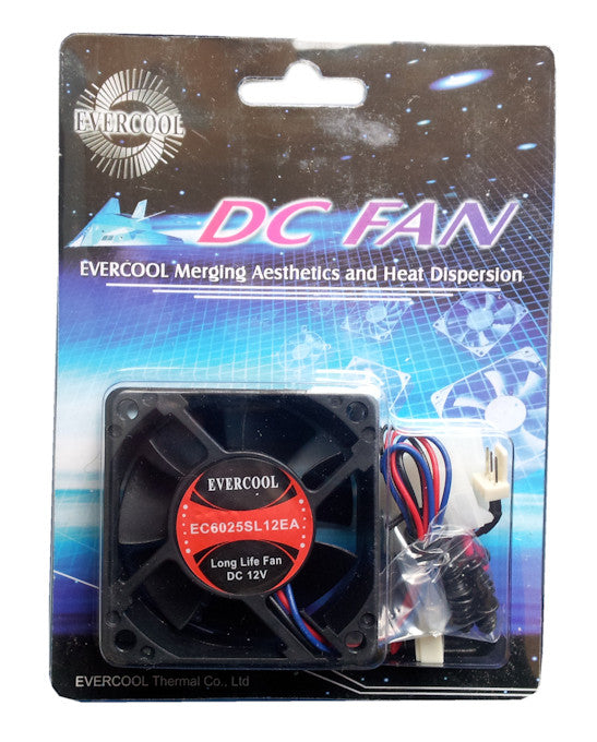 Evercool 60x60x25mm 12V DC Low Noise Cooling Fan with 3-Pin Connector - Perfect for PC Case, Electronics Cooling, and DIY Projects