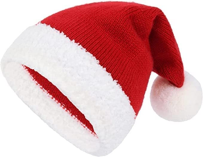 American Trends Unisex Baby Santa Hat - Soft Knitted Christmas Winter Beanie for Infants & Toddlers | Holiday Photo Props, Newborn Xmas Outfit, Family Matching Accessories