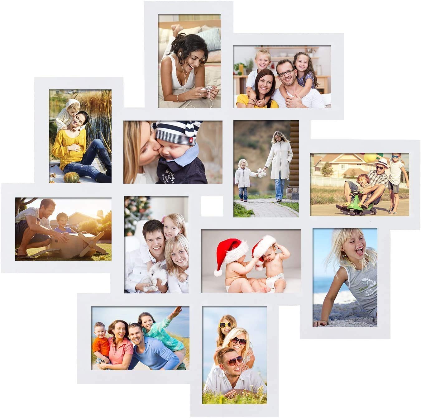 Asense 4x6 Collage Picture Frame - 12 Openings White Wall Hanging Photo Frame for Family Photos & Selfie Display