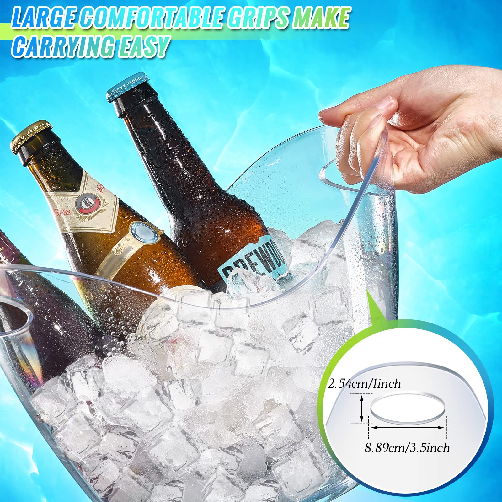 Clear Acrylic Ice Bucket with Scoop - 4L Plastic Wine Chiller Bin for Champagne, Beer & Beverages - Perfect for Parties, Weddings & Home Entertaining (24-Piece Set)
