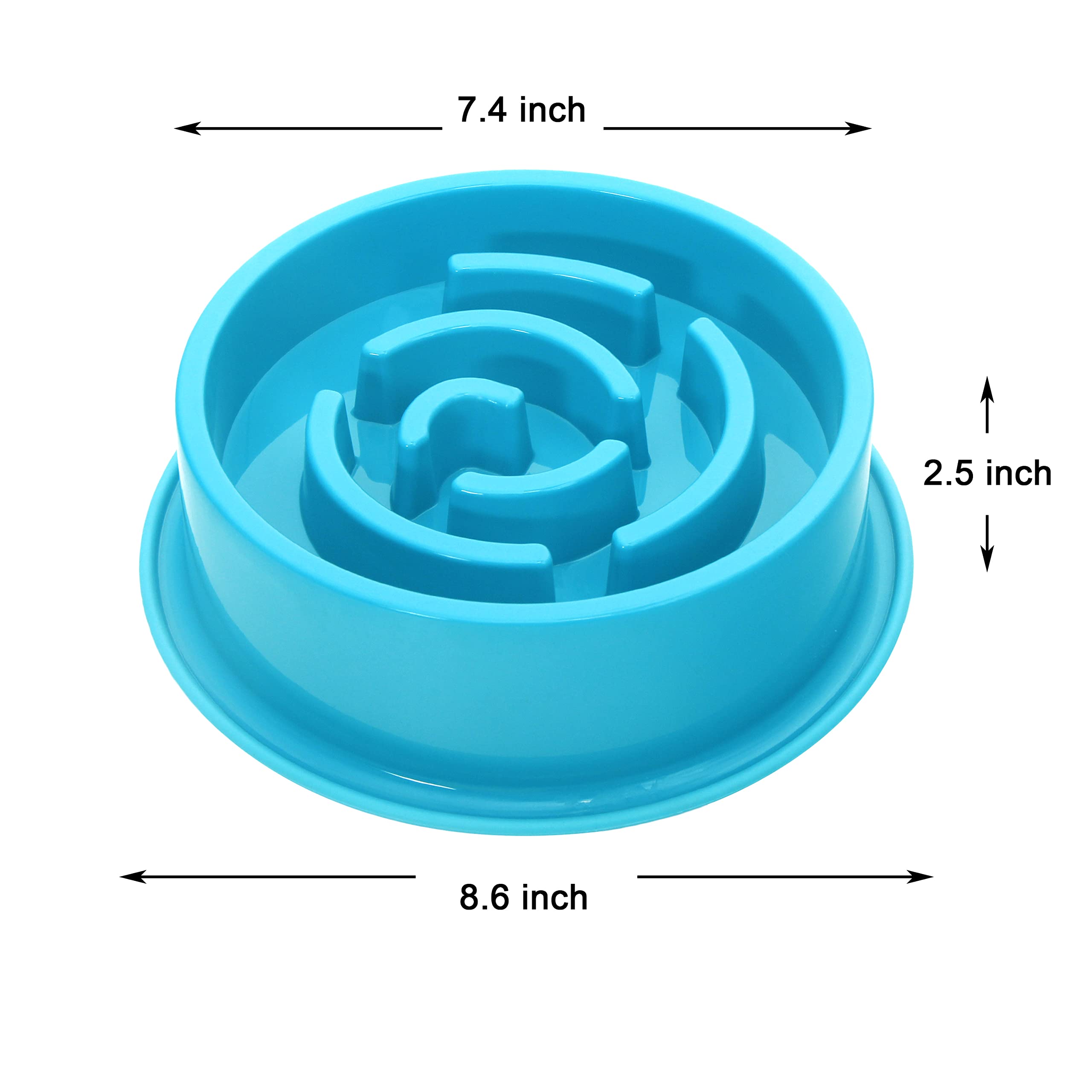 Youngever 2 Pack Slow Feeder Dog Bowls - Non-Slip Plastic Pet Food Dishes for Small & Medium Dogs - Perfect for Fast Eaters & Mealtime Enrichment - Great for Home, Travel & Training Use
