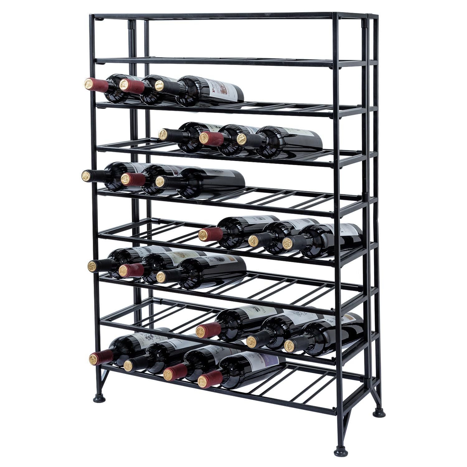 MyGift 9-Tier Black Metal Wine Rack - Freestanding Floor Bottle Storage Shelf Holds 54 Wine Bottles | Perfect for Home Bar, Kitchen, Dining Room & Cellar Organization