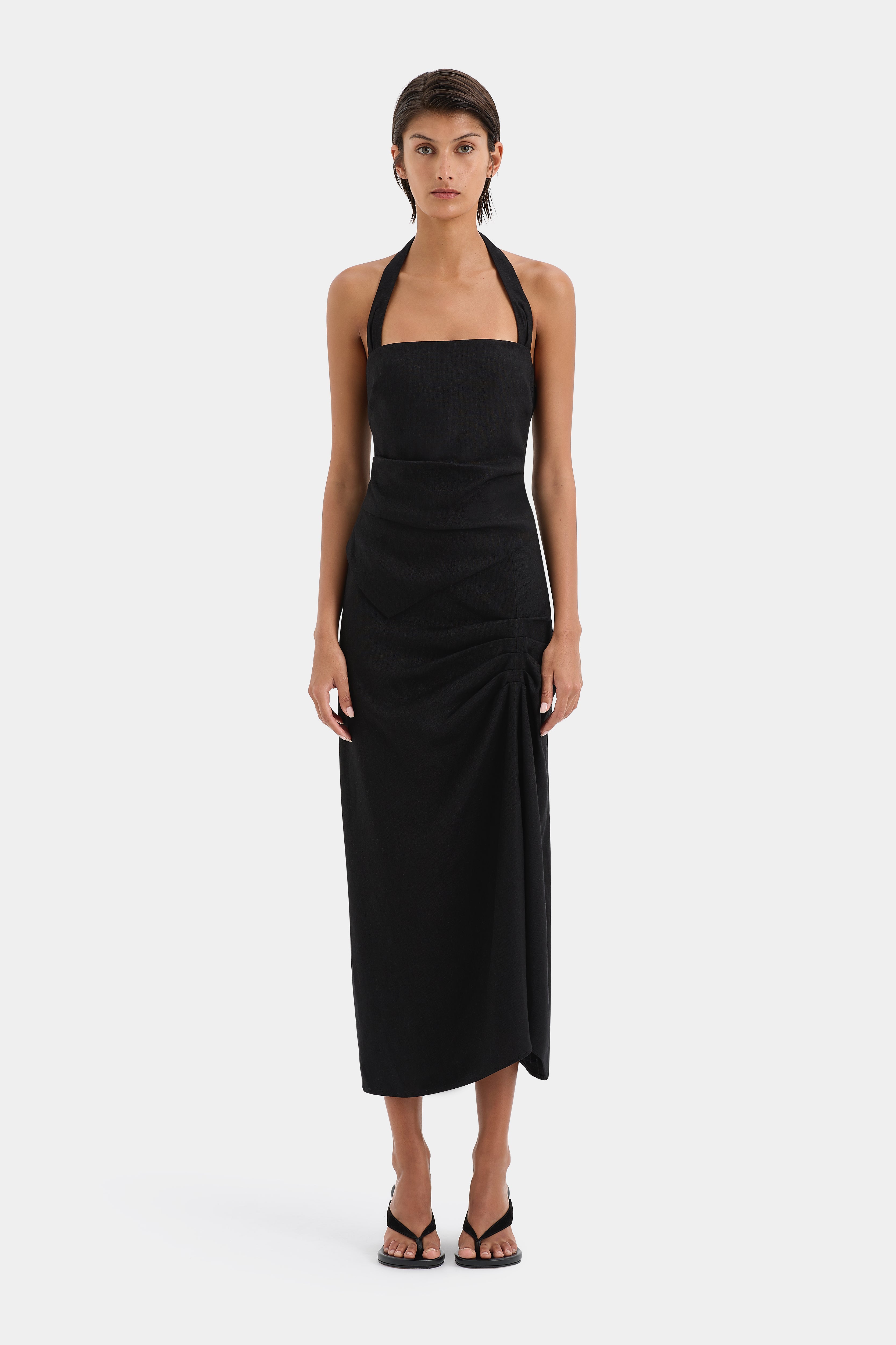Elegant Dorian Ruched Midi Skirt for Women - Stretchy High Waist Bodycon Pencil Skirt - Perfect for Office, Party & Date Night