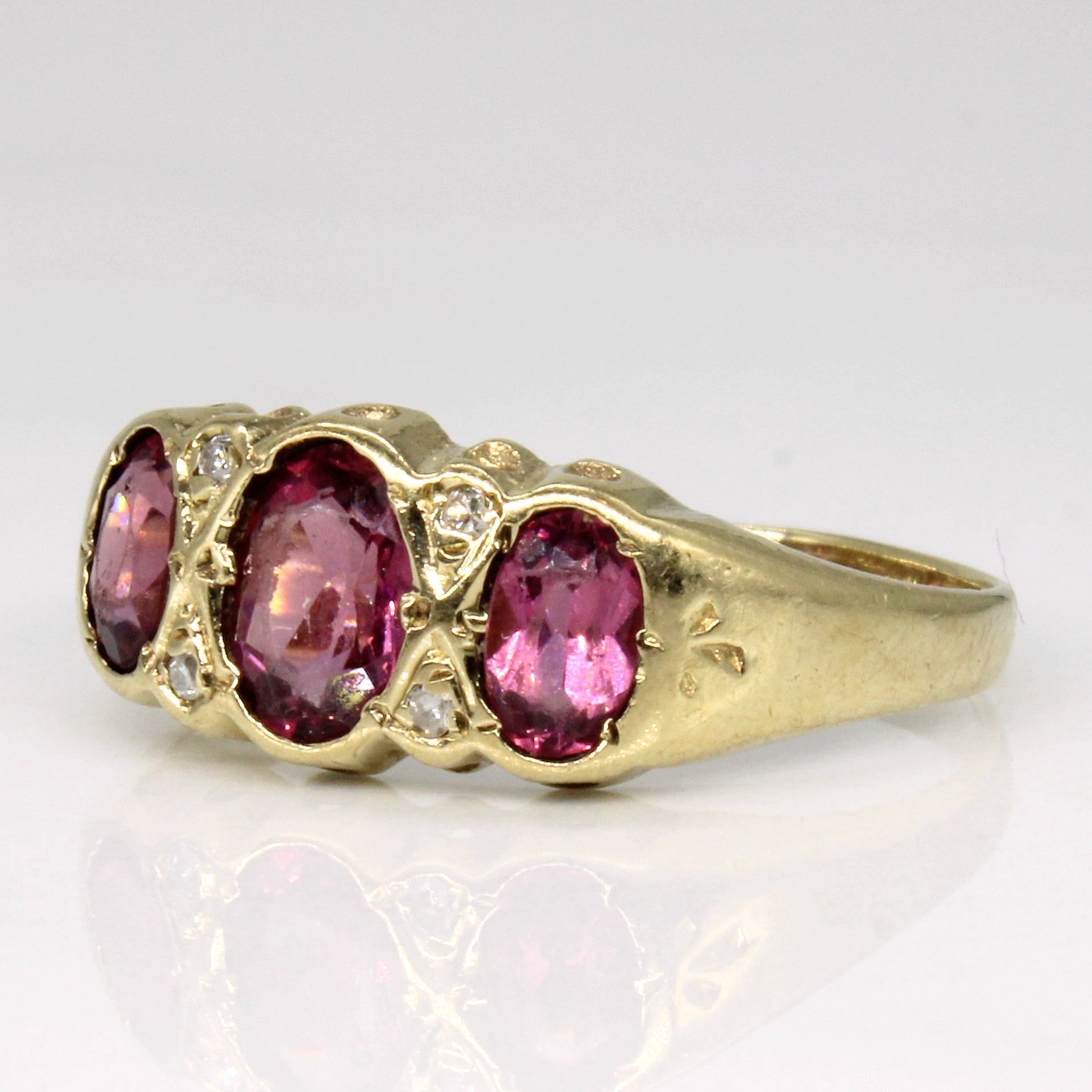 Vintage 1987 Birmingham Hallmarked Garnet Three Stone Ring - 1.00ctw Genuine Garnet, Size 7, Antique Jewelry for Women | Perfect for Weddings, Anniversaries & Special Occasions