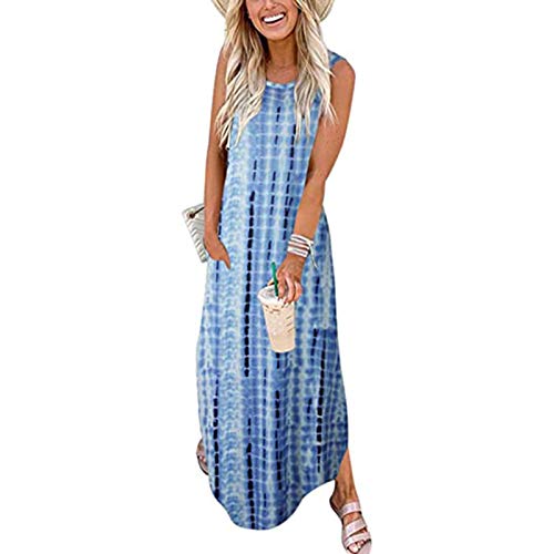 Women's Summer Maxi Dresses - Casual Loose Sleeveless Sundress with Pockets & Side Slit | Perfect for Beach Vacation, Spring Outfits & Summer Fashion