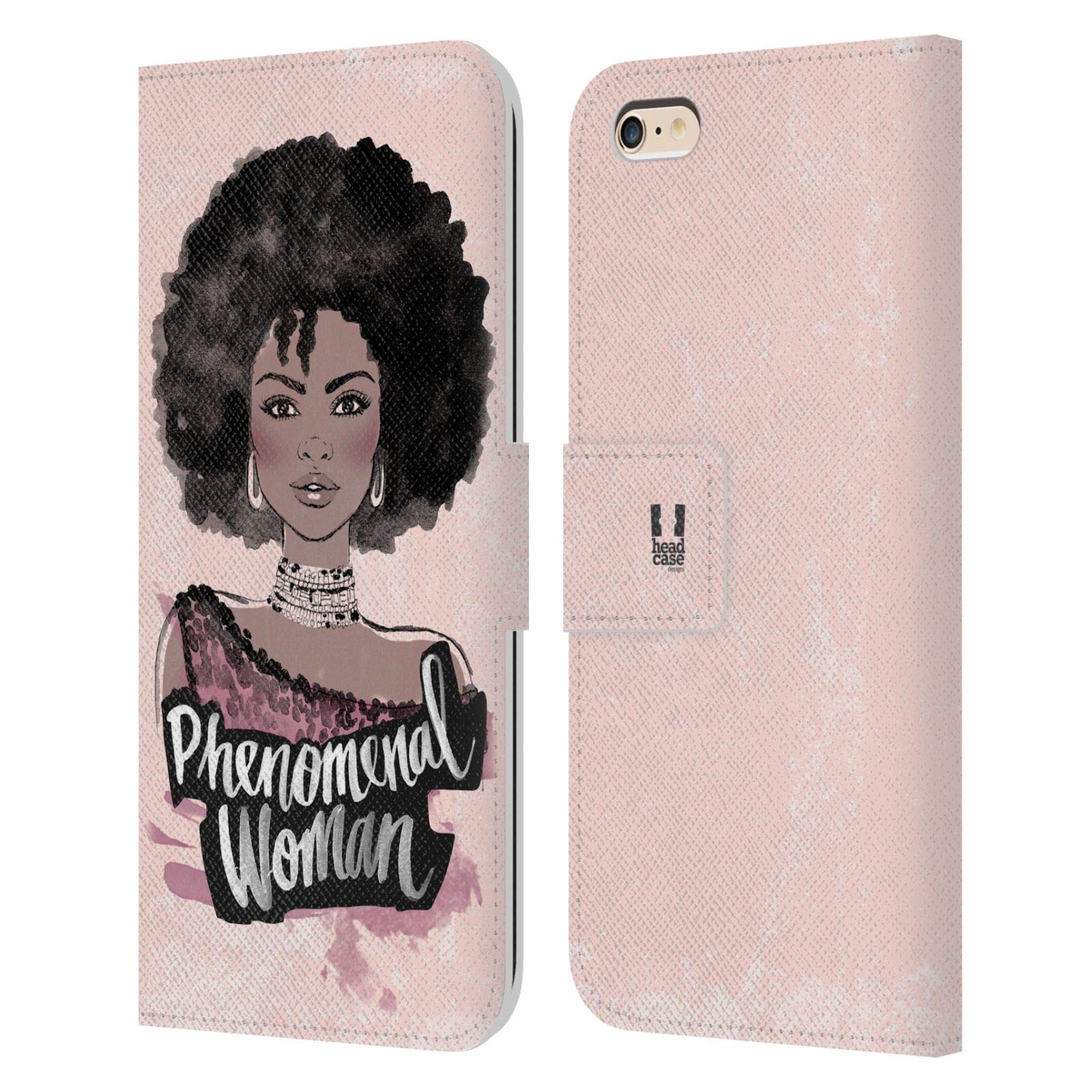 African Feminism Leather Book Wallet Case for Apple iPhone 6 Plus/6s Plus - Head Case Designs Phenomenal Woman - Perfect for Work, Travel & Daily Protection