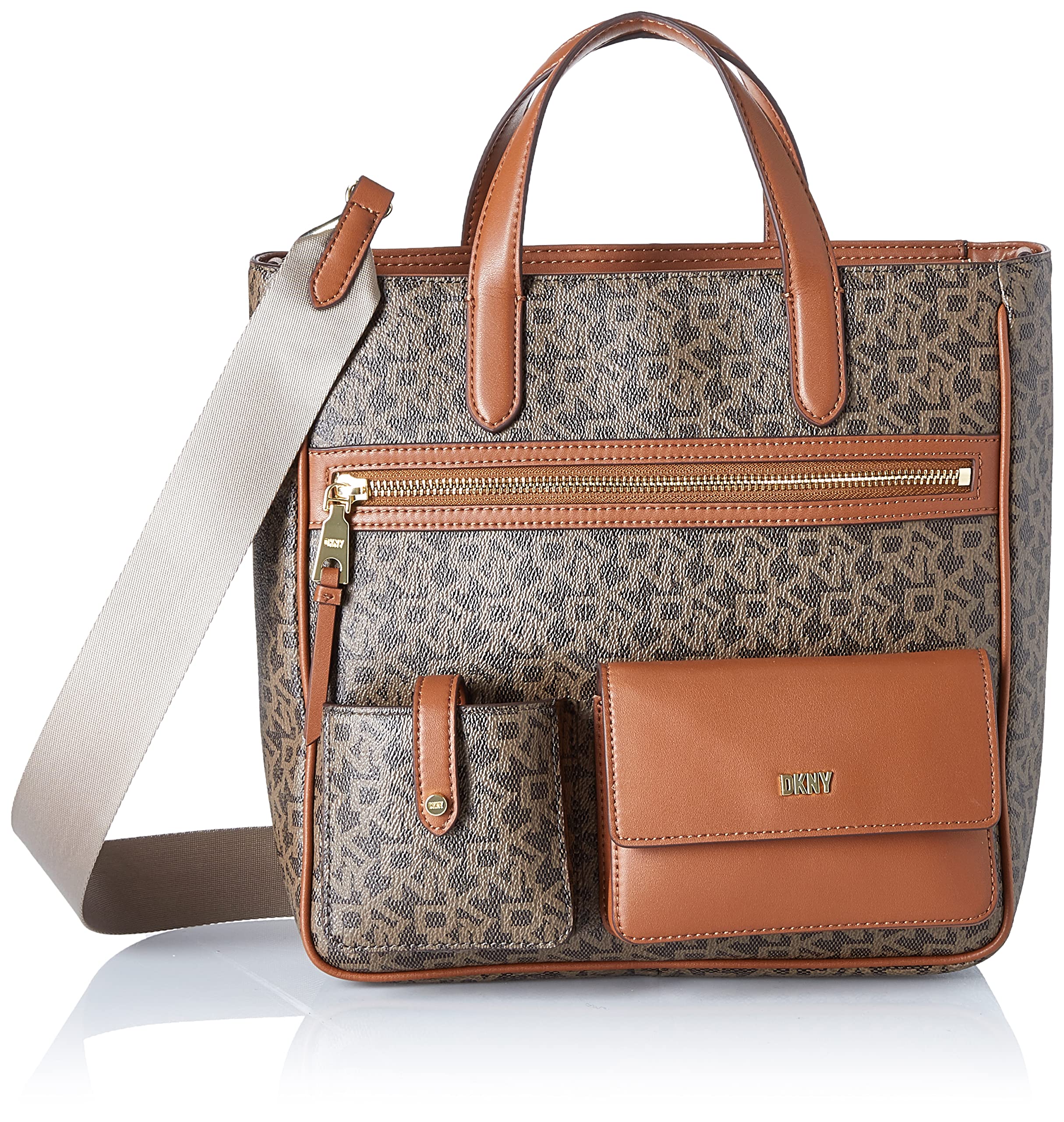 DKNY Zyon Large Tote Bag in Mocha & Caramel - Stylish Work Bag, Travel Tote & Everyday Purse for Women