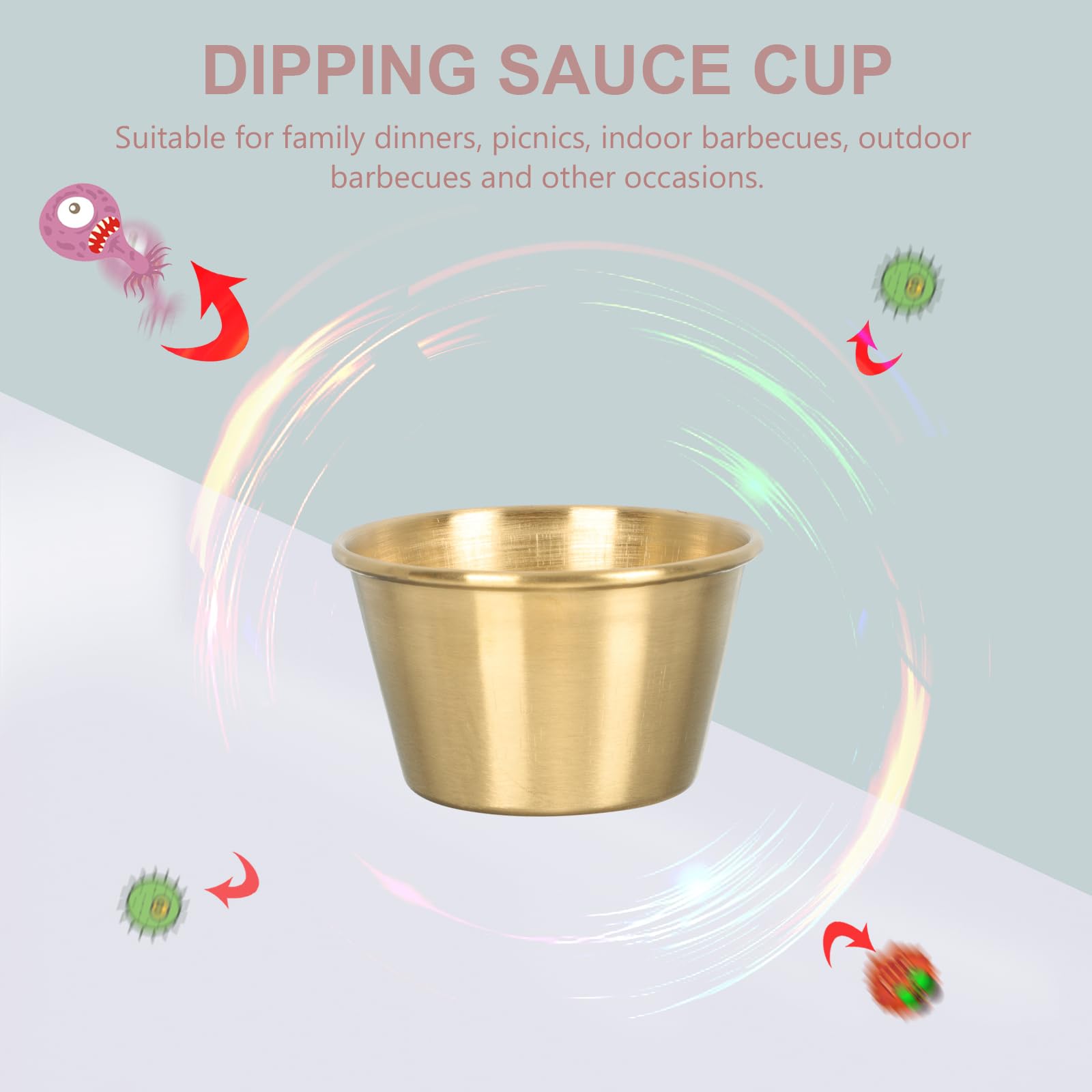 Stainless Steel Sauce Cups - 5pcs Stackable Ramekins for Sushi, Salad Dressing & Dipping Sauces