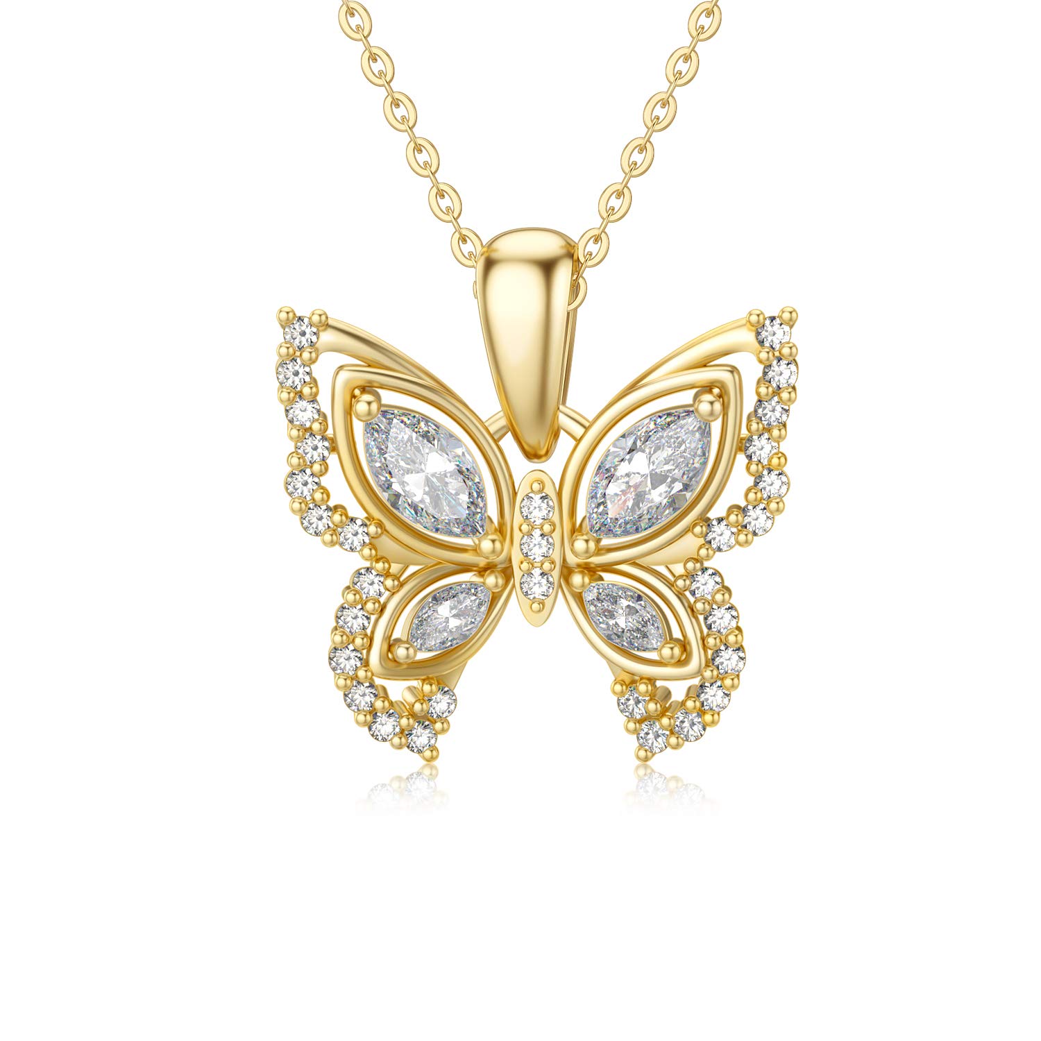10K 14K 18K Gold Butterfly Necklace for Women - Real Gold Butterfly Pendant Jewelry Gift for Birthday, Mother's Day, Anniversary - Perfect for Everyday Wear, Special Occasions & Gift Giving